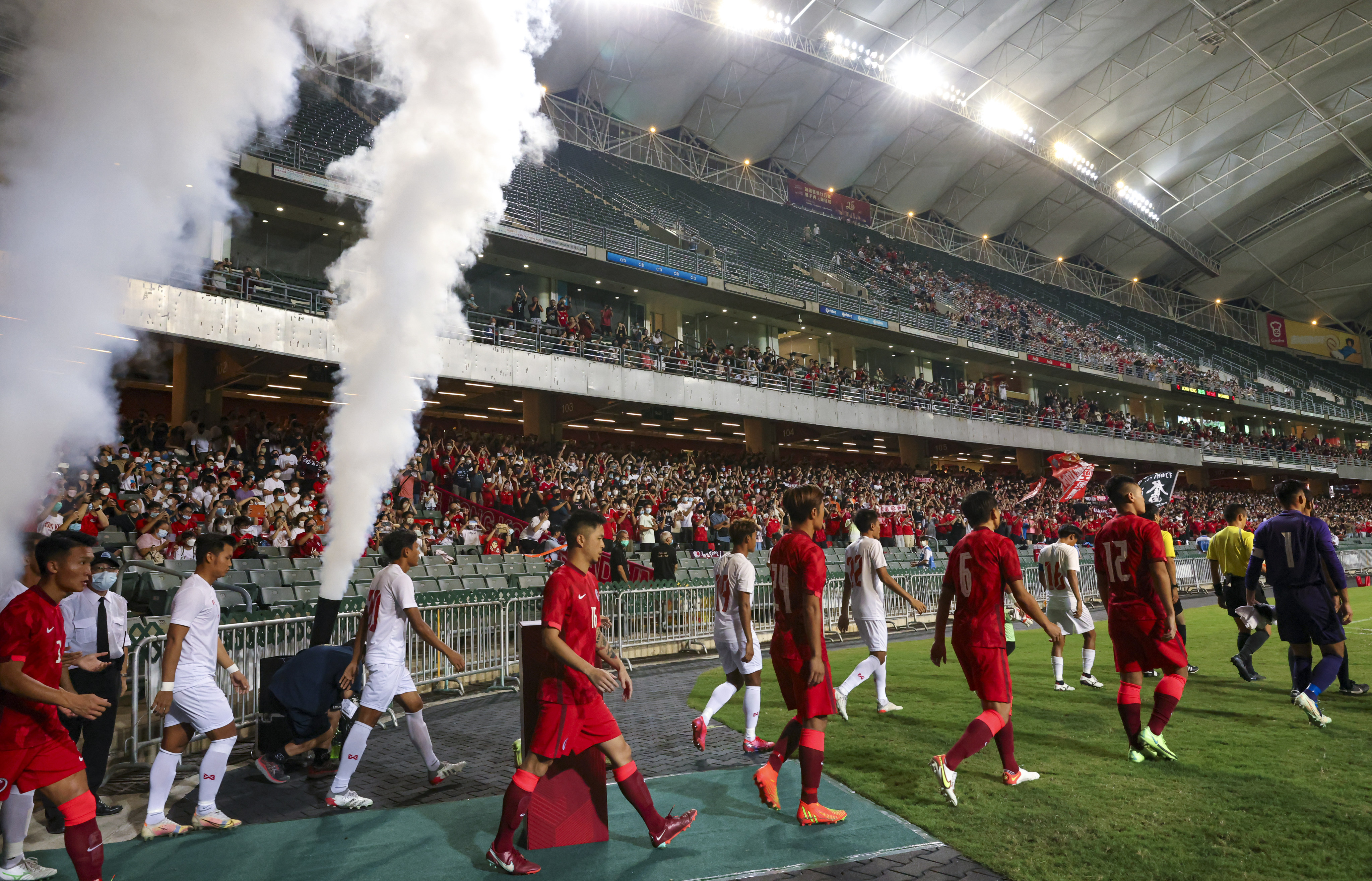 There was a sense of occasion as over 12,000 came to see Hong Kong take on Myanmar. Photo: Dickson Lee