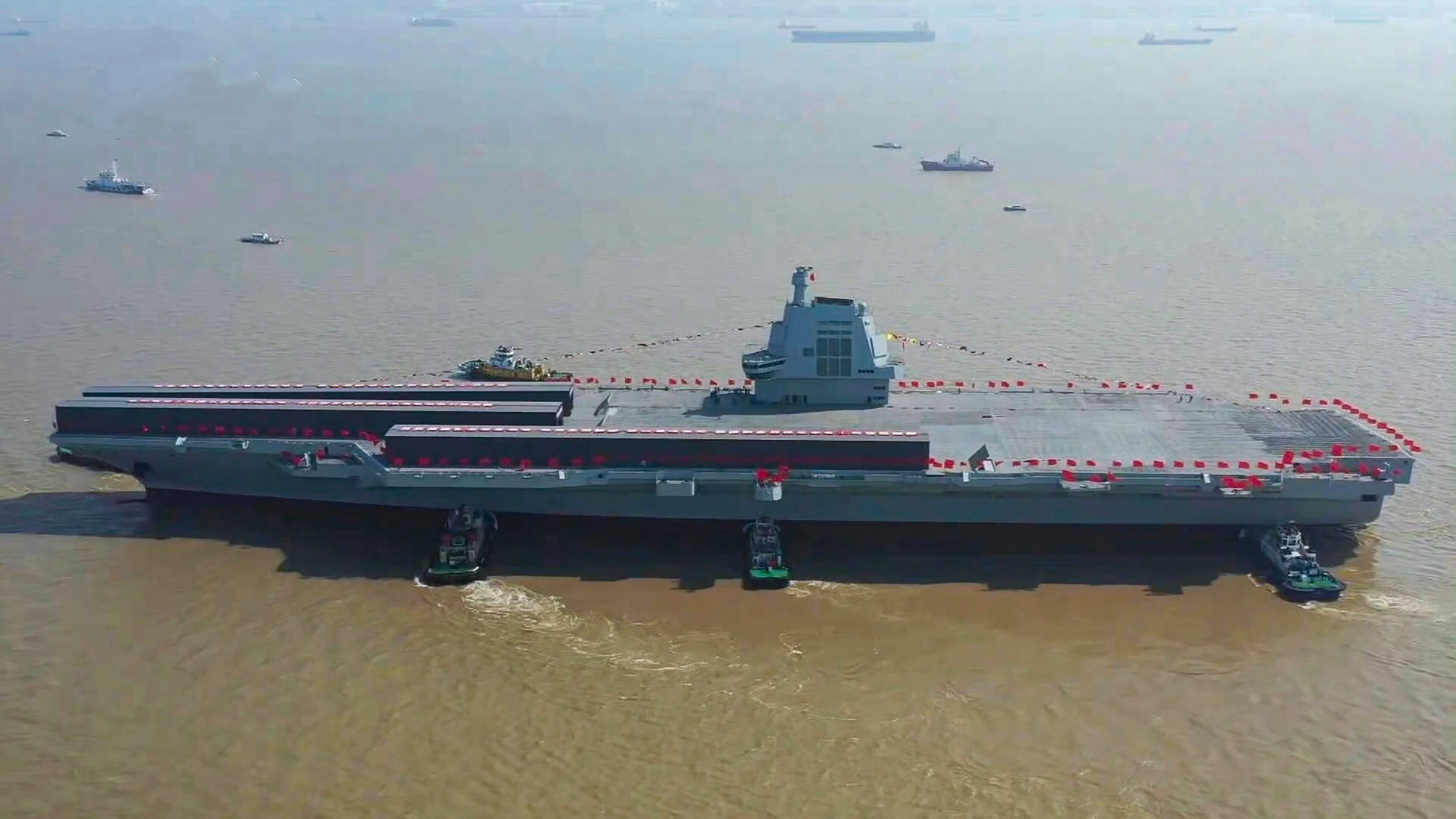 Mooring trials have started for China’s third aircraft carrier, the Fujian. Photo: Weibo