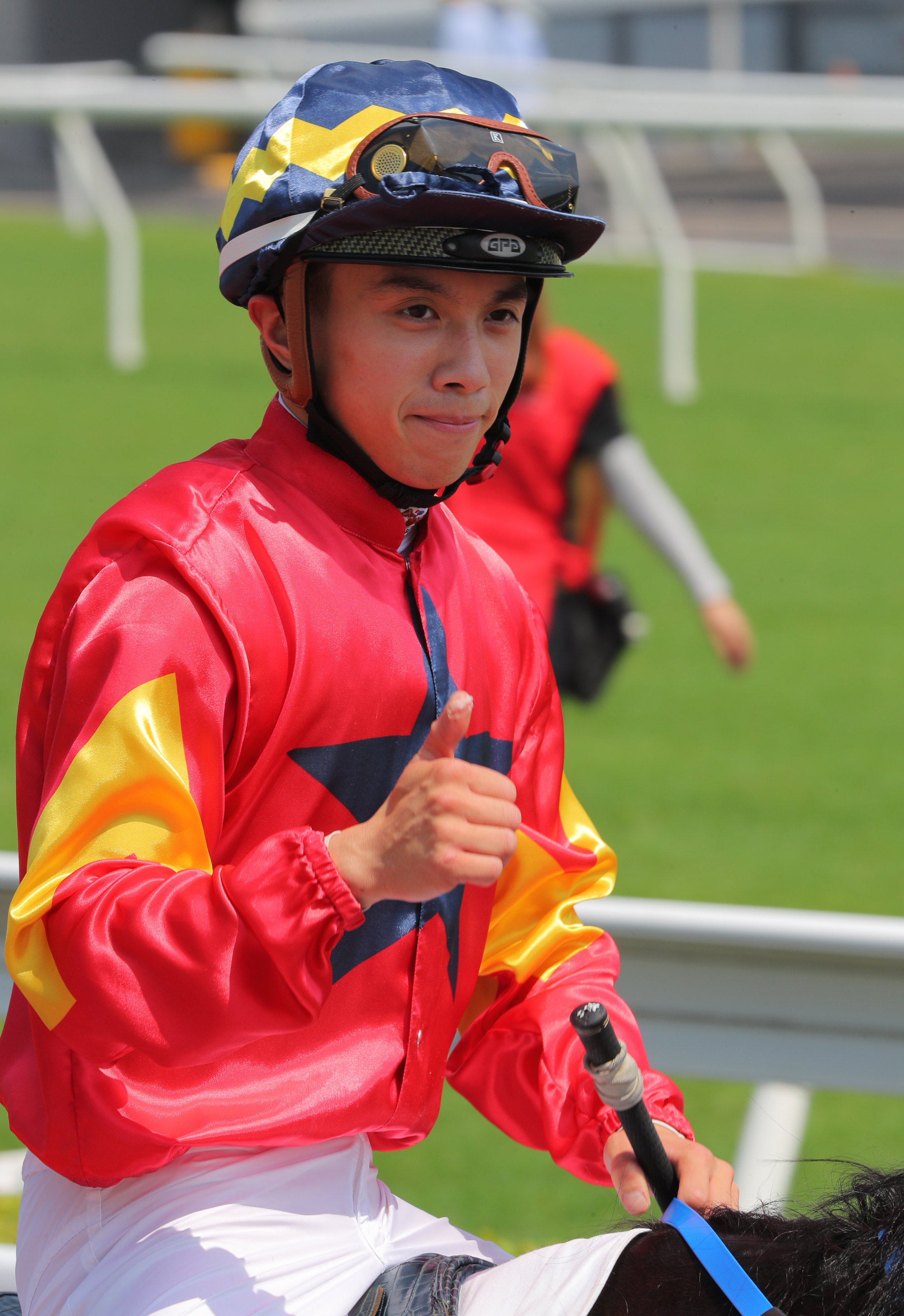 Angus Chung enjoys Lucky Victor’s win at Sha Tin on Sunday.