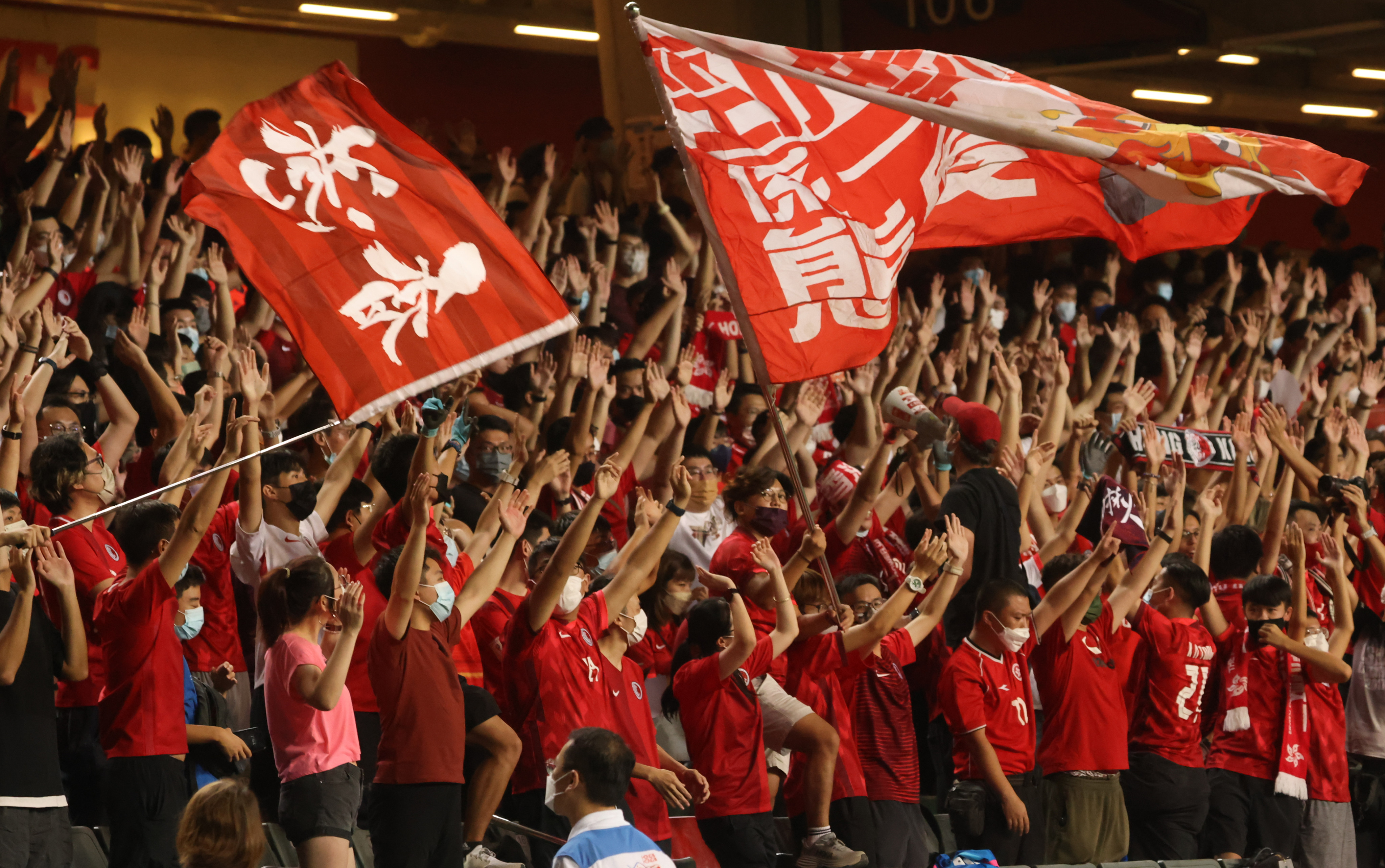 Hong Kong fans cheer their team on in the match against Myanmar at Hong Kong Stadium. Photos: Dickson Lee