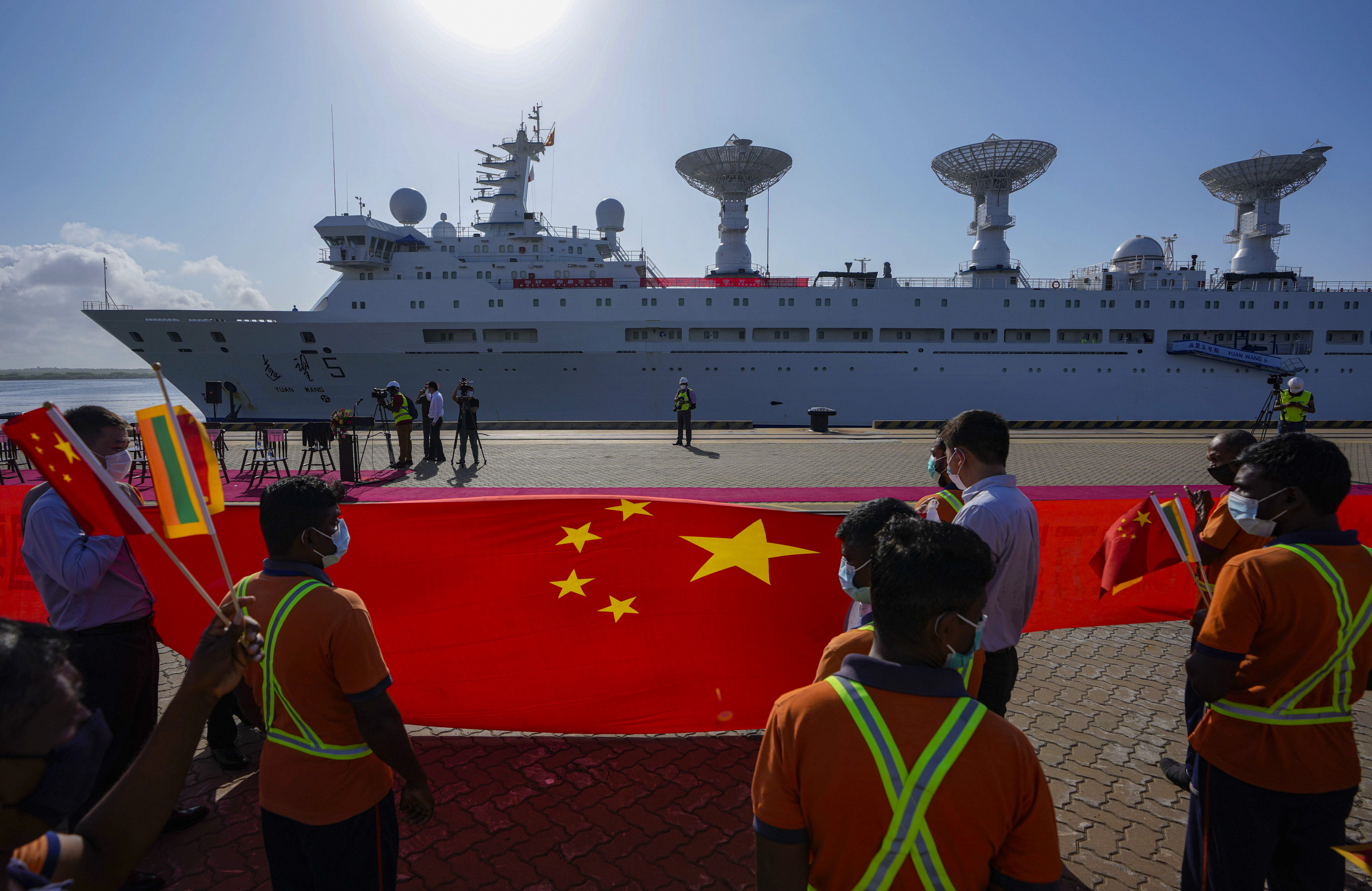 The Chinese research ship, Yuan Wang 5, arrived at Hambantota International Port in Hambantota, in Sri Lanka in August. Photo: AP