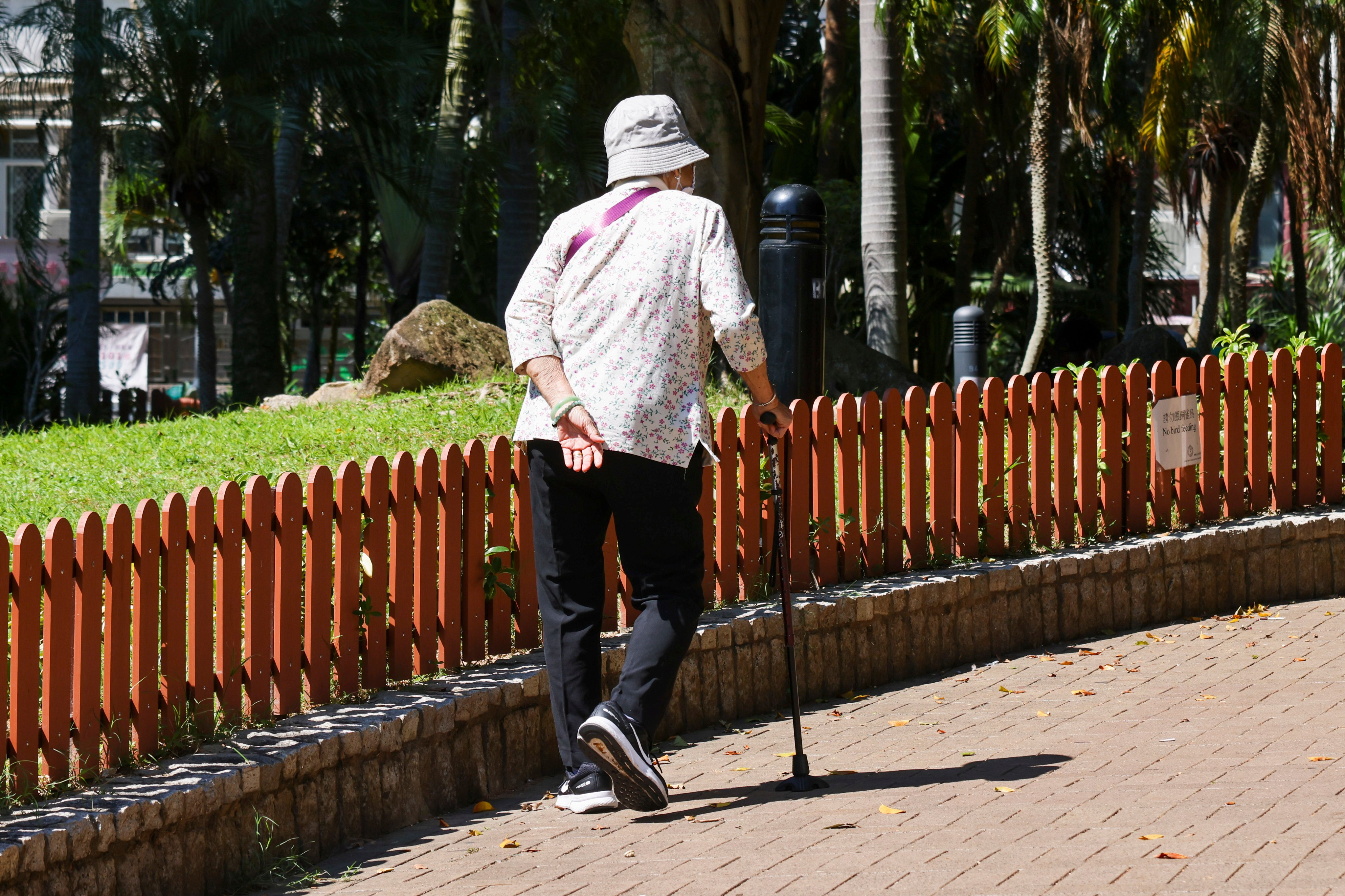 An elderly person taking a walk in Sai Kung on September 4. Photo: Dickson Lee