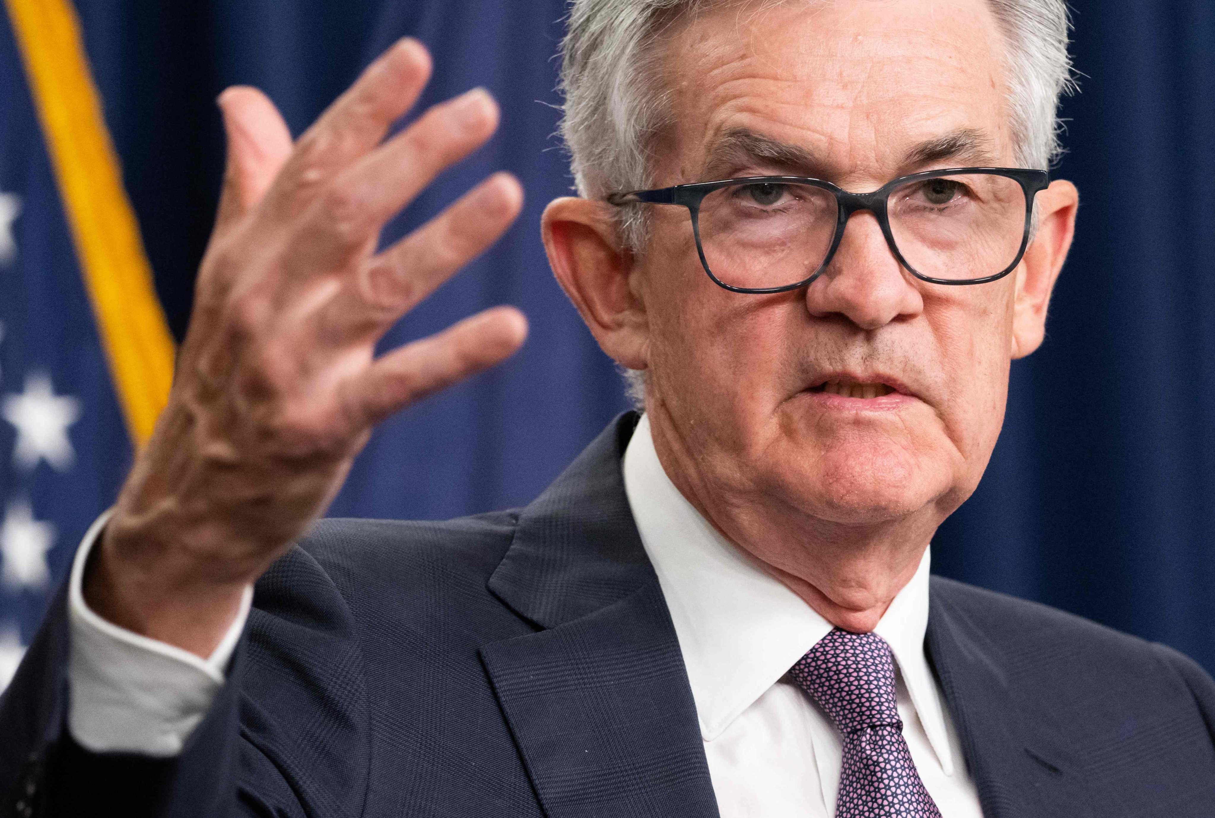 US Federal Reserve Board chairman Jerome Powell speaks during a news conference in Washington on September 21. Photo: AFP