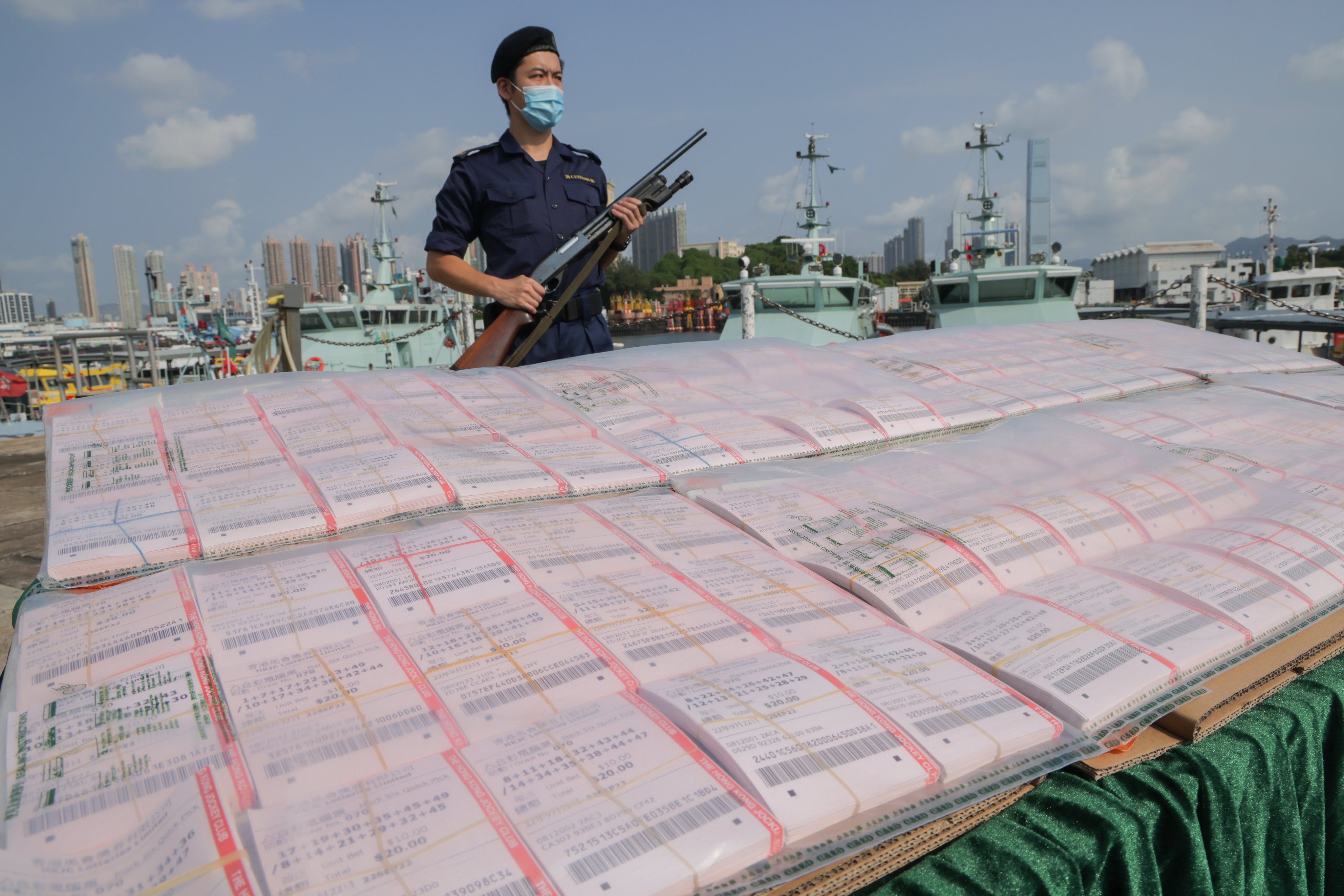 About 16,000 Mark Six lottery tickets were found aboard a cargo vessel last week. Photo: Jelly Tse