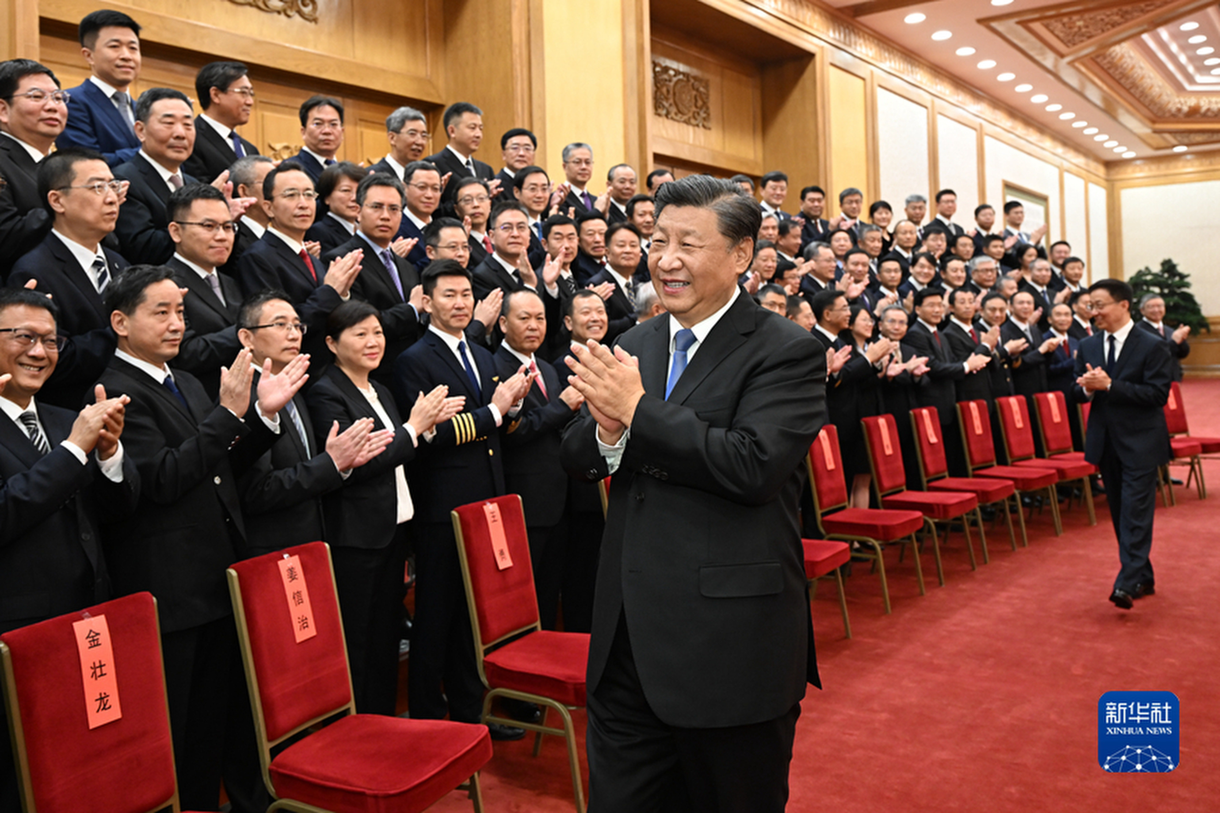President Xi Jinping met with a C919 delegation on Friday in Beijing ahead of China’s National Day on Saturday and 20th party congress in mid-October.  Photo: Xinhua