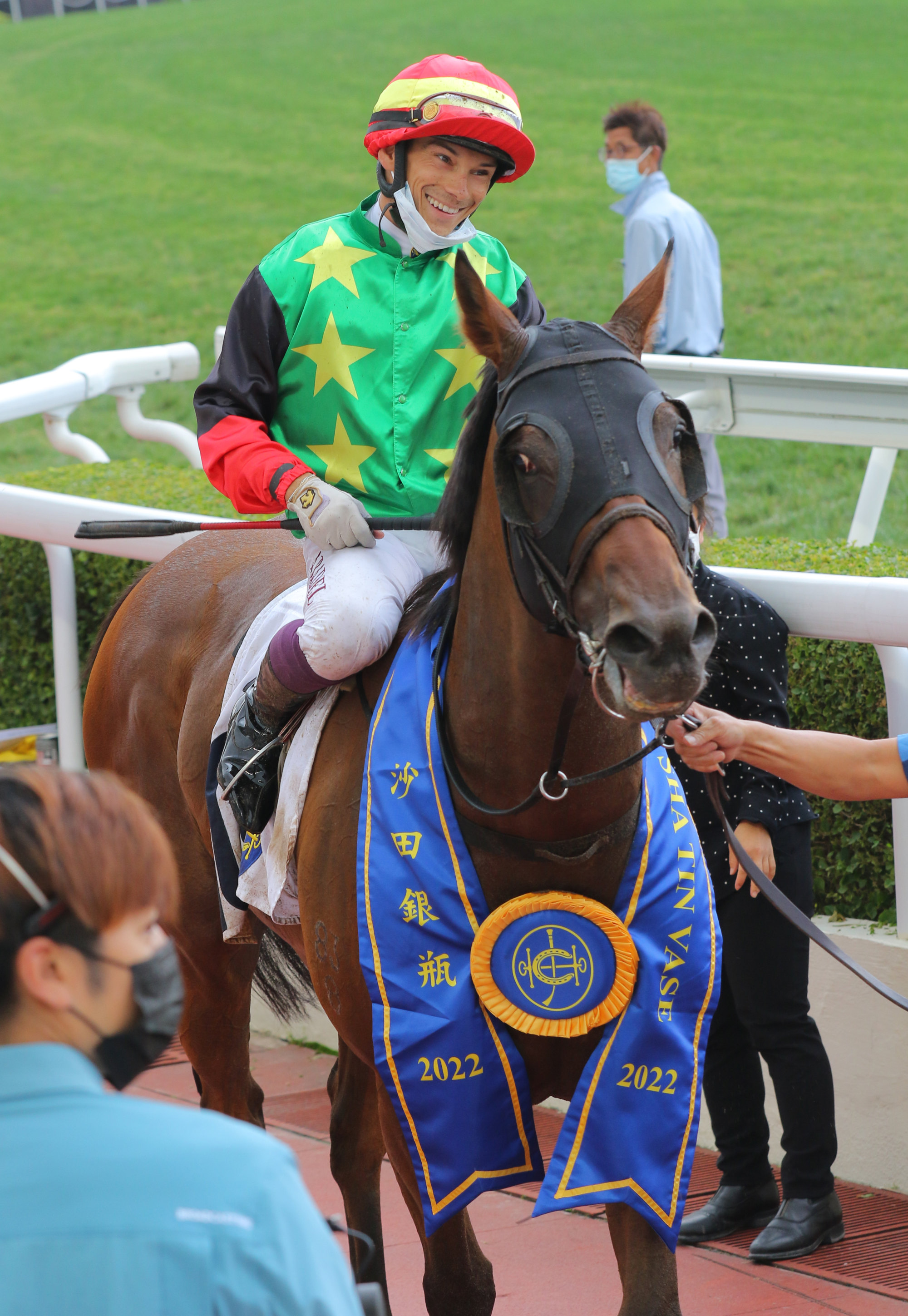 Alexis Badel is all smiles after winning the Sha Tin Vase with Cordyceps Six.