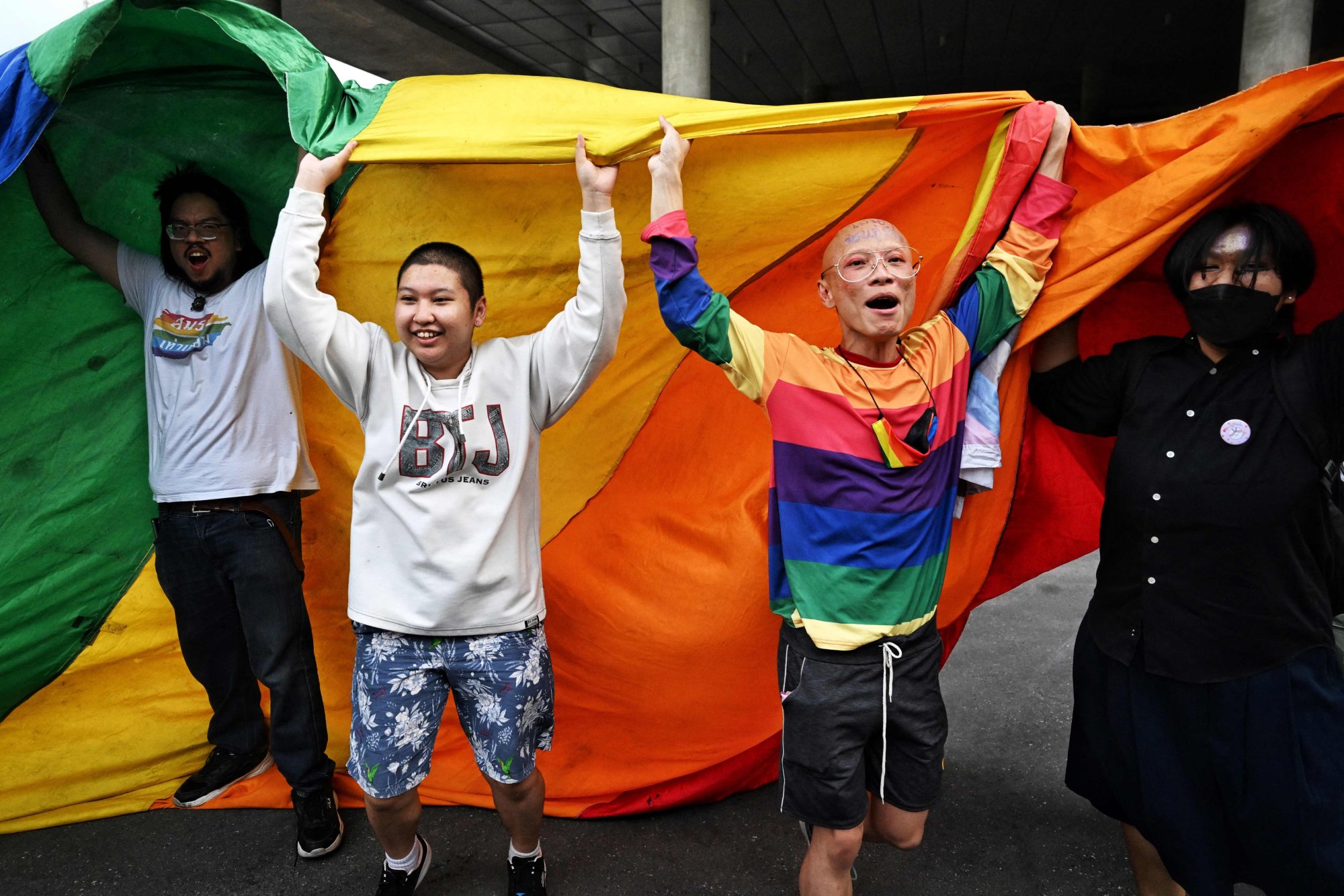 LGBTQ activists and supporters in Bangkok in June 2022. Photo: AFP