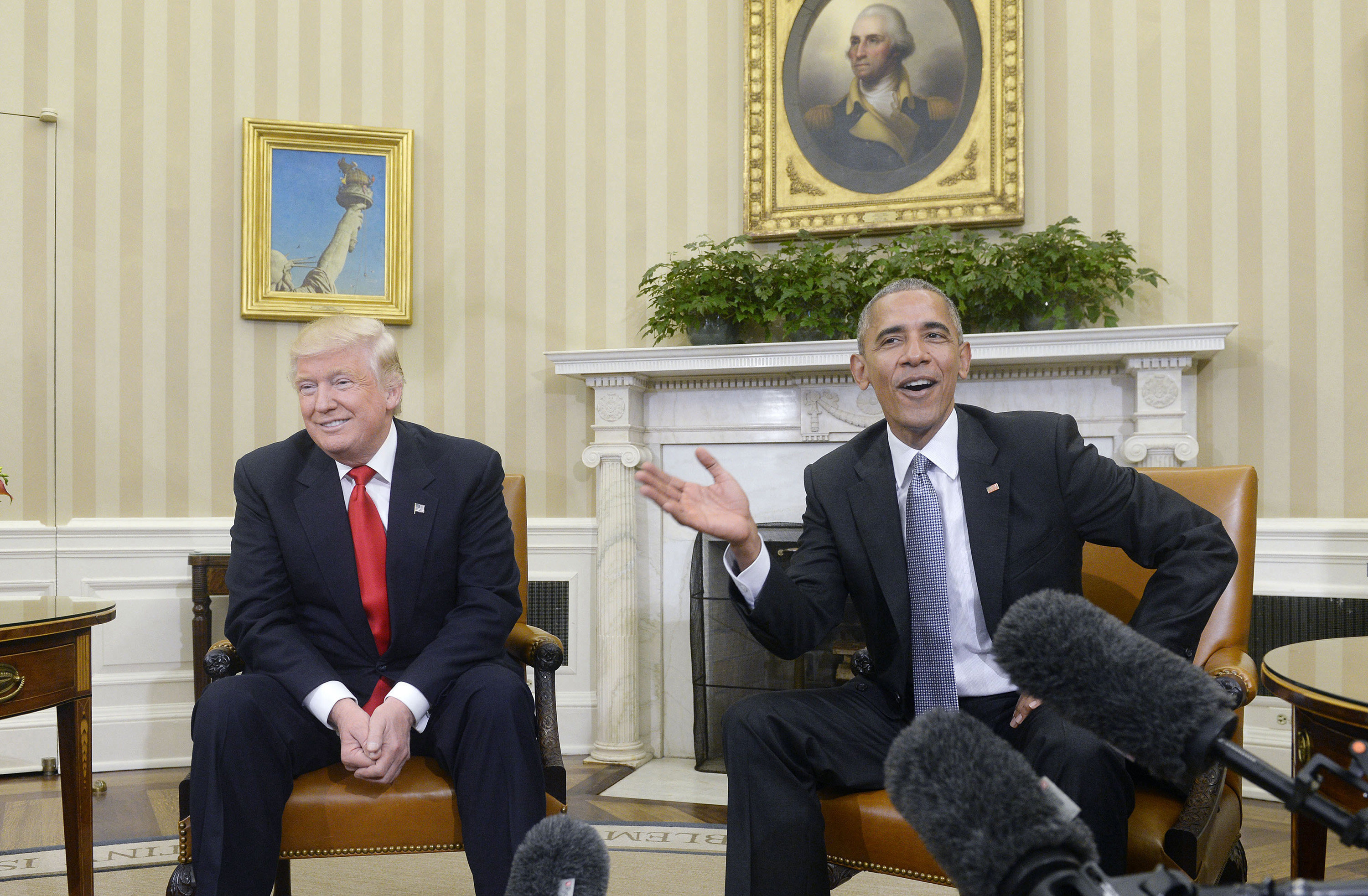 US President Barack Obama with President-elect Donald Trump at the White House in 2016. File photo: Abaca Press/TNS
