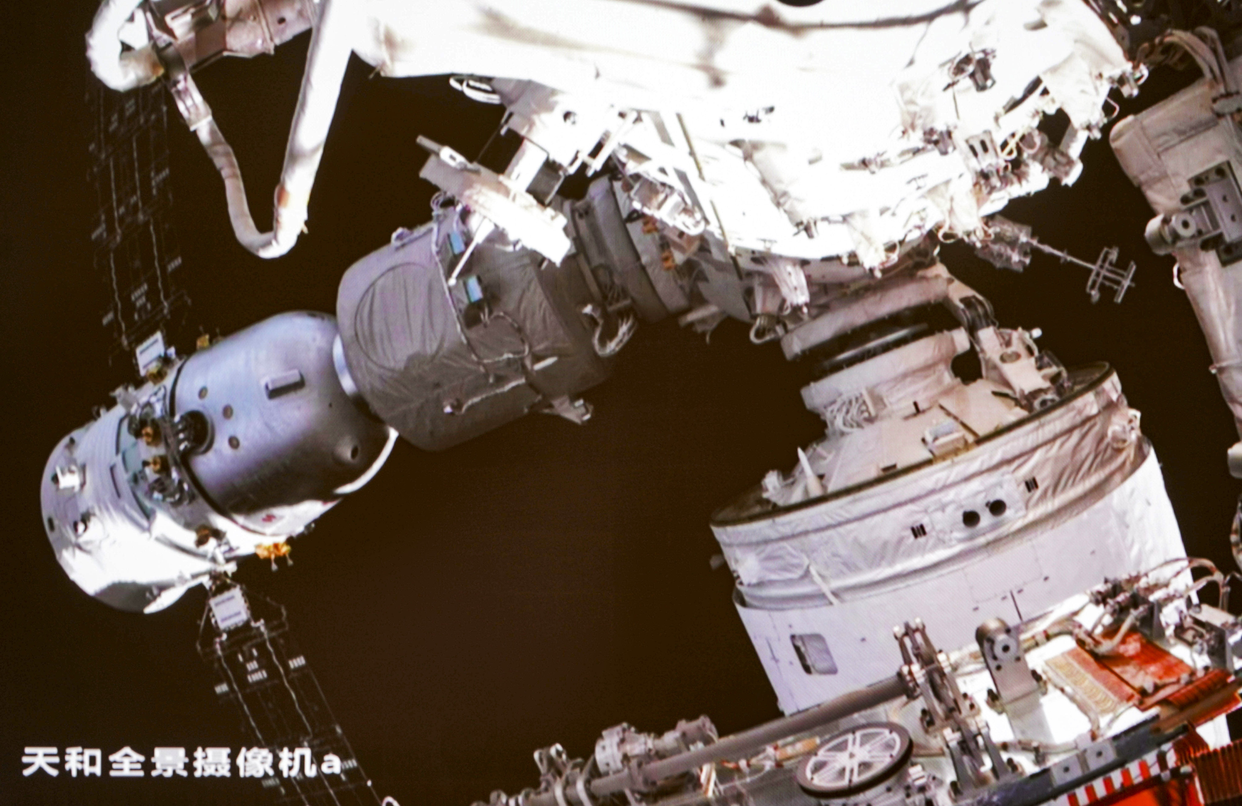 The Wentian lab module was successfully moved from the front to the side of the space station. Photo: Handout