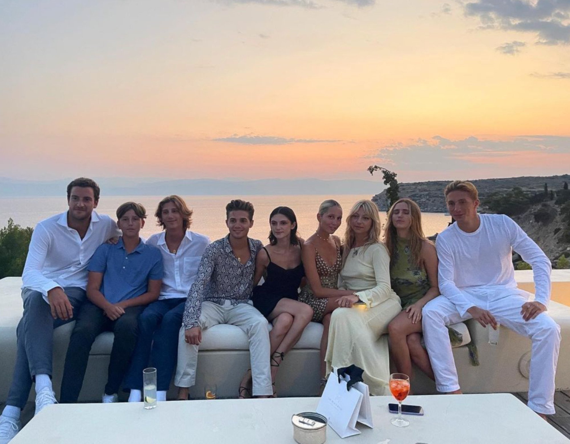 Isabella Massenet and Prince Achileas-Andreas of Greece and Denmark, with the royal’s family. Photo: @mariechantal22/Instagram