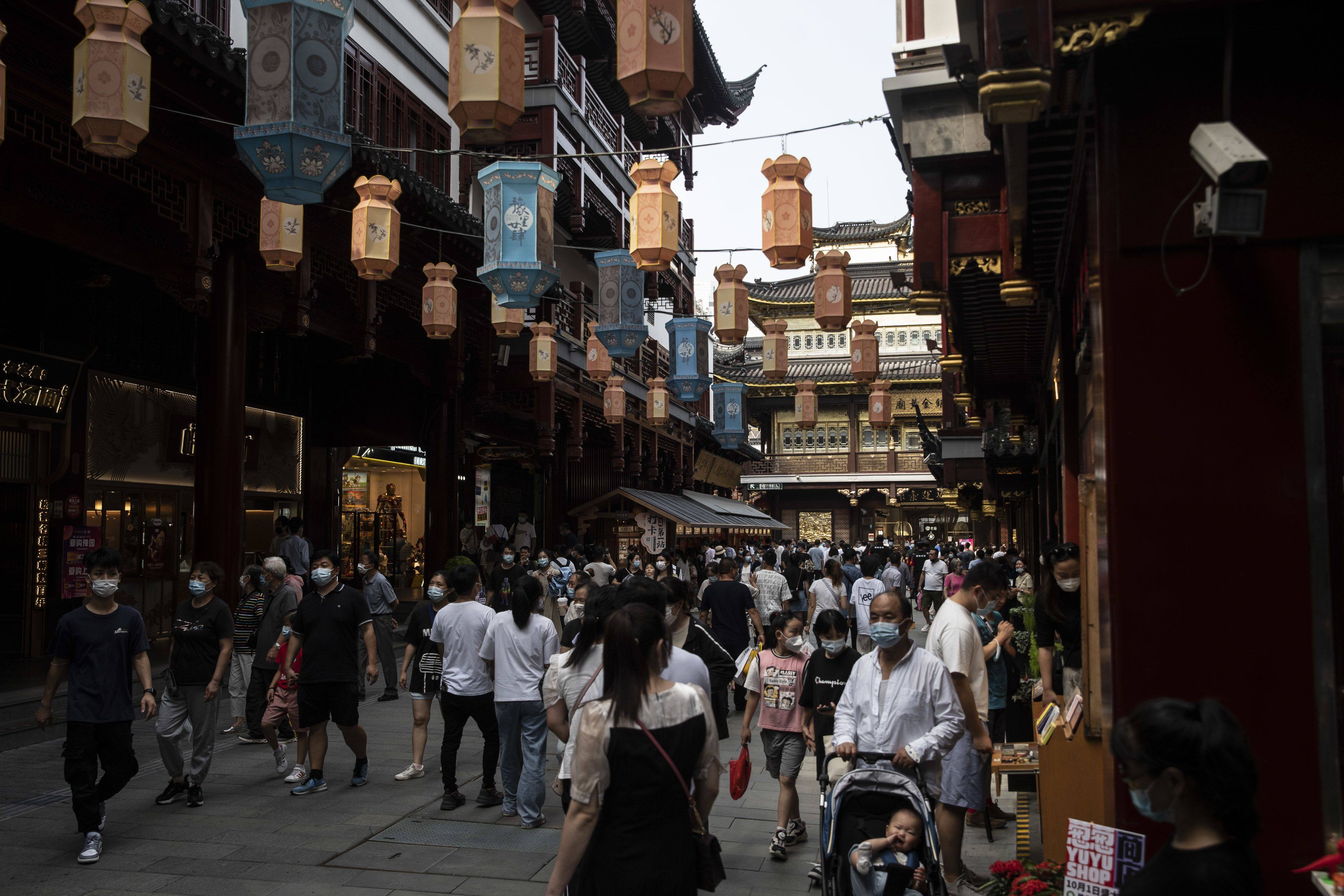 Visitors walk through the Yuyuan Garden in Shanghai on October 2. Photo: Bloomberg