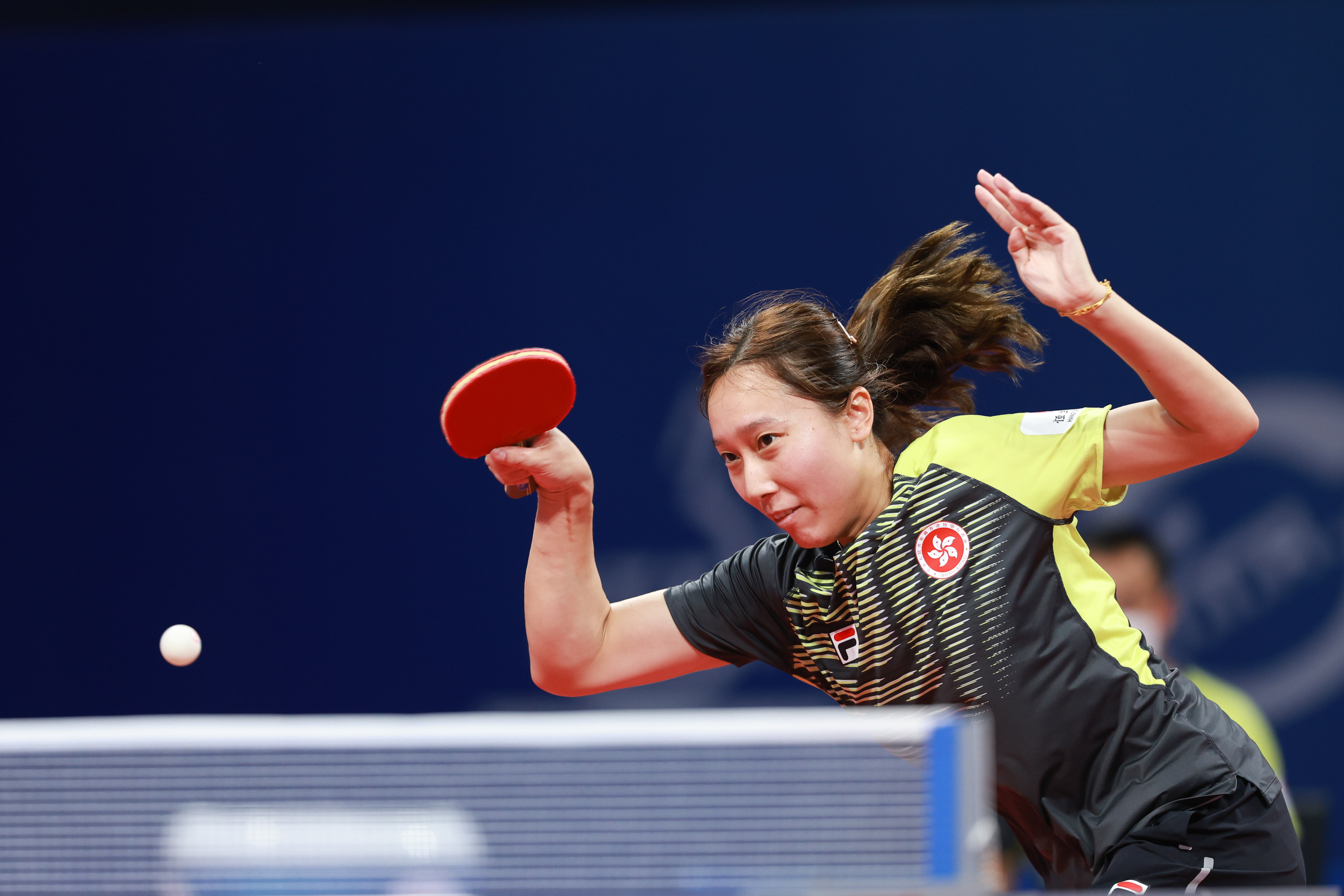 Hong Kong’s Minnie Soo Wai-yam returns to Laura Watanabe of Brazil at the 2022 ITTF World Team Table Tennis Championships in Chengdu. Photo: Xinhua