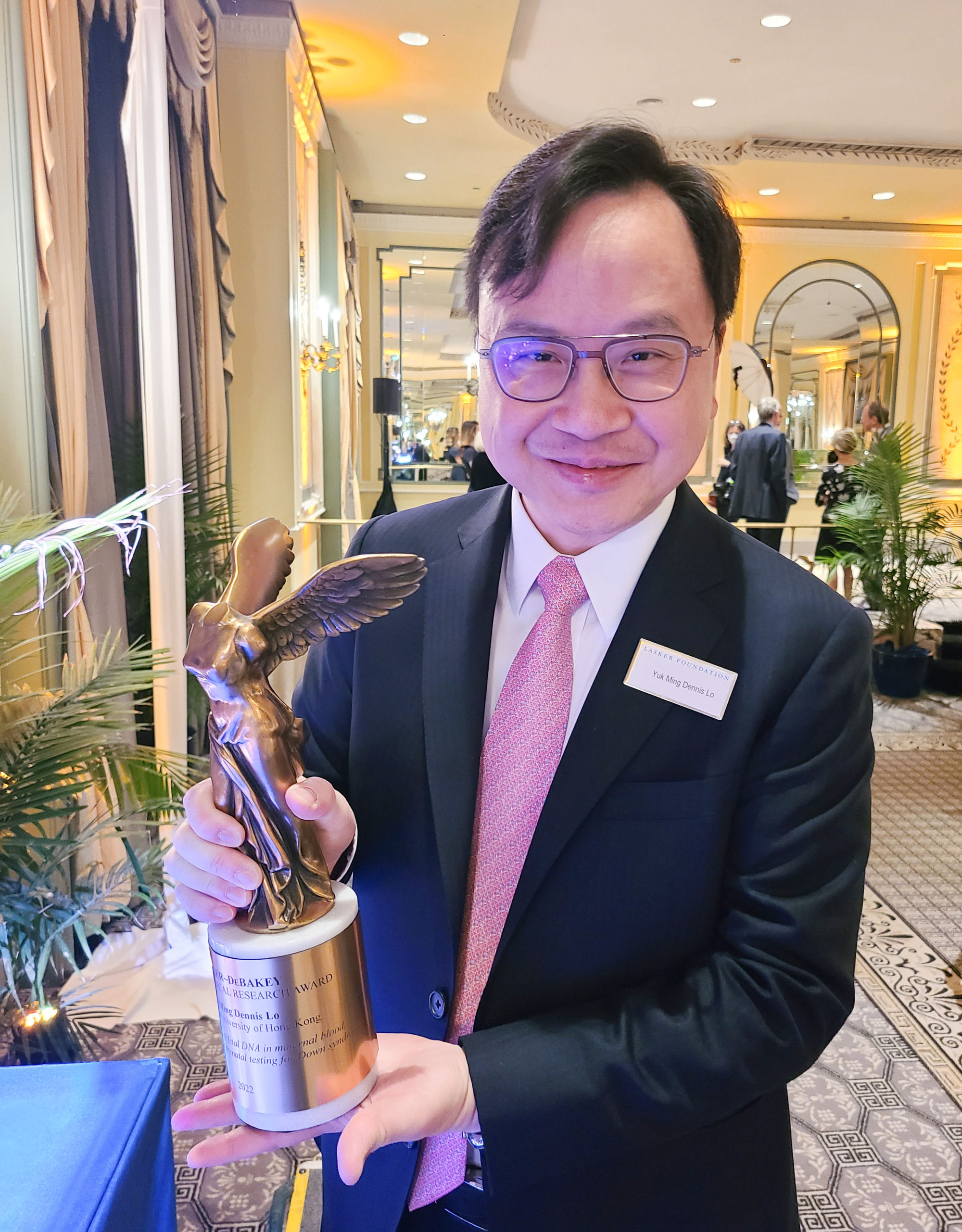 Professor Dennis Lo with his Lasker-DeBakey Clinical Medical Research Award. Photo: Handout