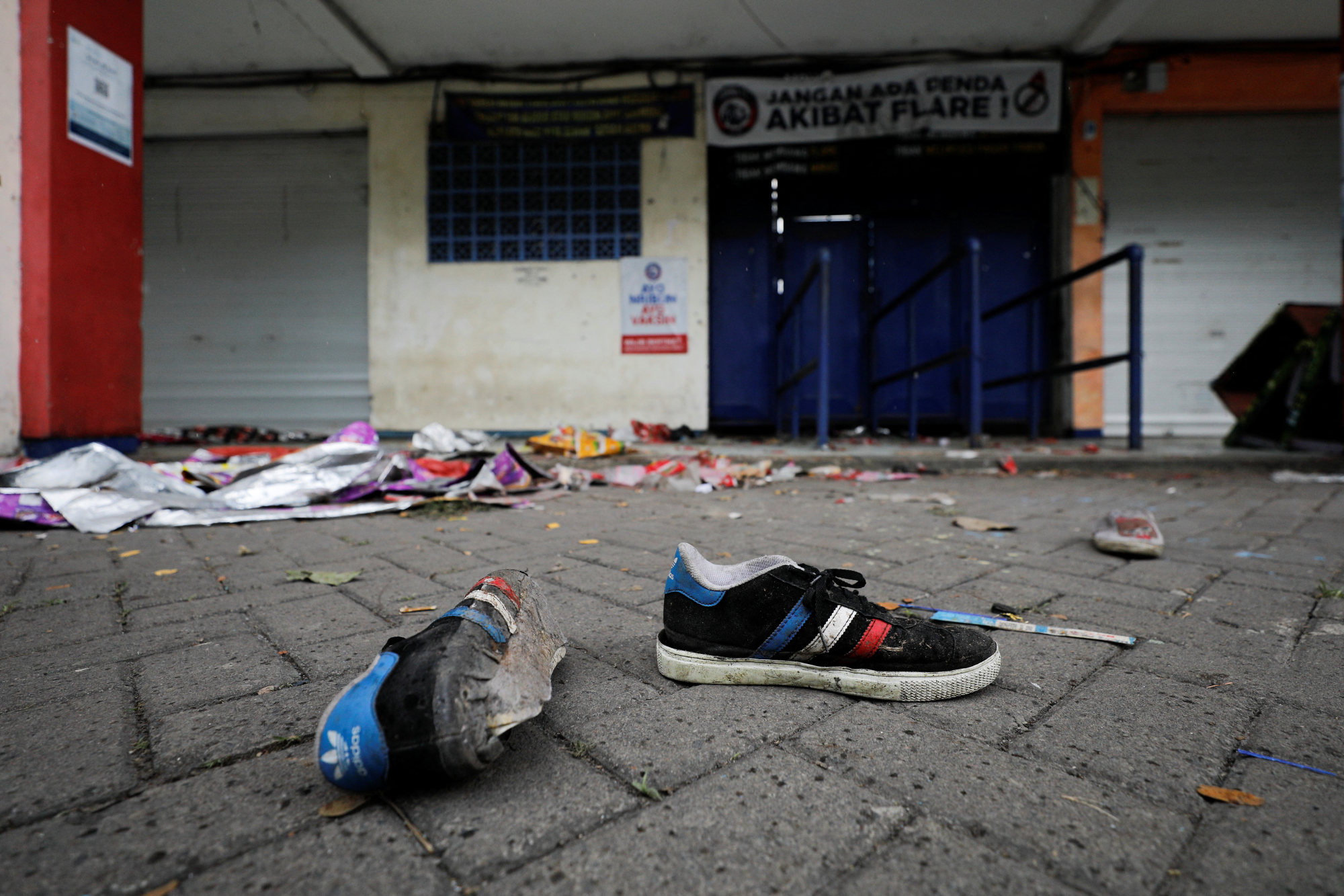 The aftermath of a riot and stampede following a soccer match in Malang, East Java province, Indonesia on Saturday. Photo: Reuters