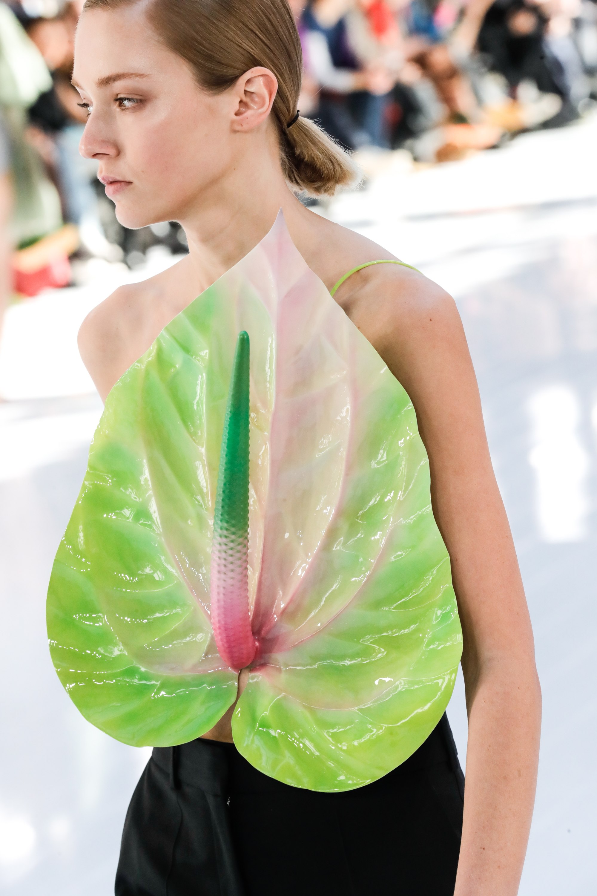 Paris Fashion Week: Loewe brings a whimsical floral theme for spring/summer  2023, with Jonathan Anderson's giant anthurium dresses and 'petal' heels  winning over Karlie Kloss and Alexa Chung