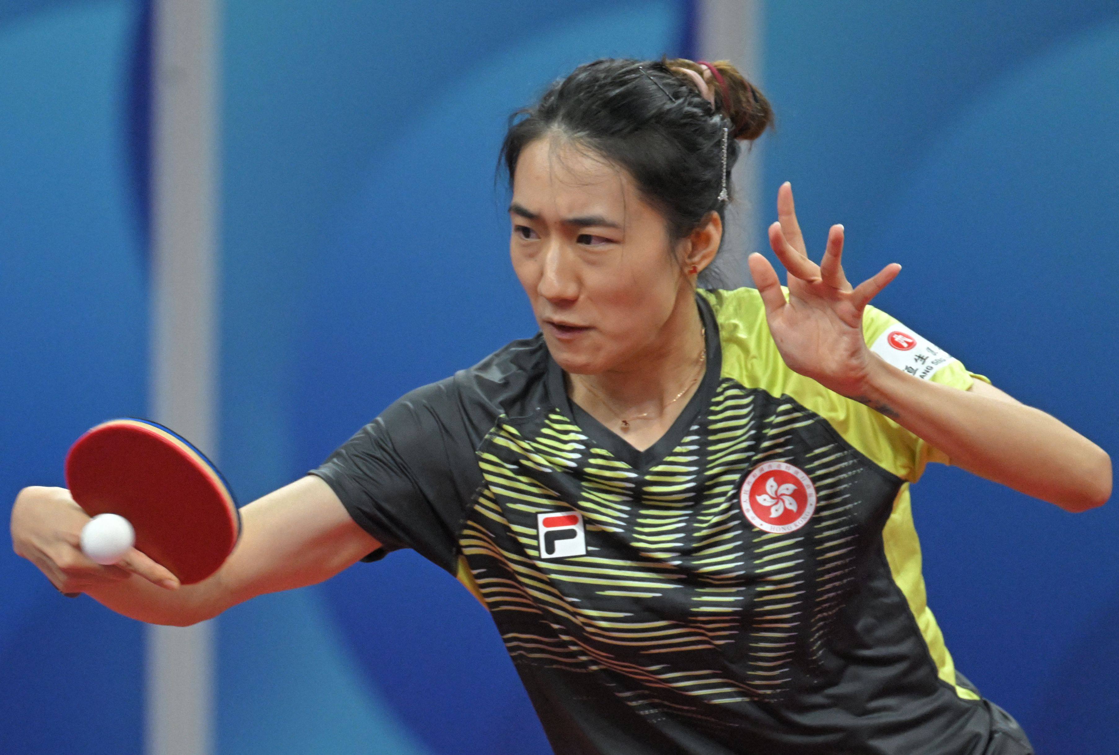 Hong Kong’s Zhu Chengzhu in action at the World Team Table Tennis Championships in Chengdu. Photo: AFP