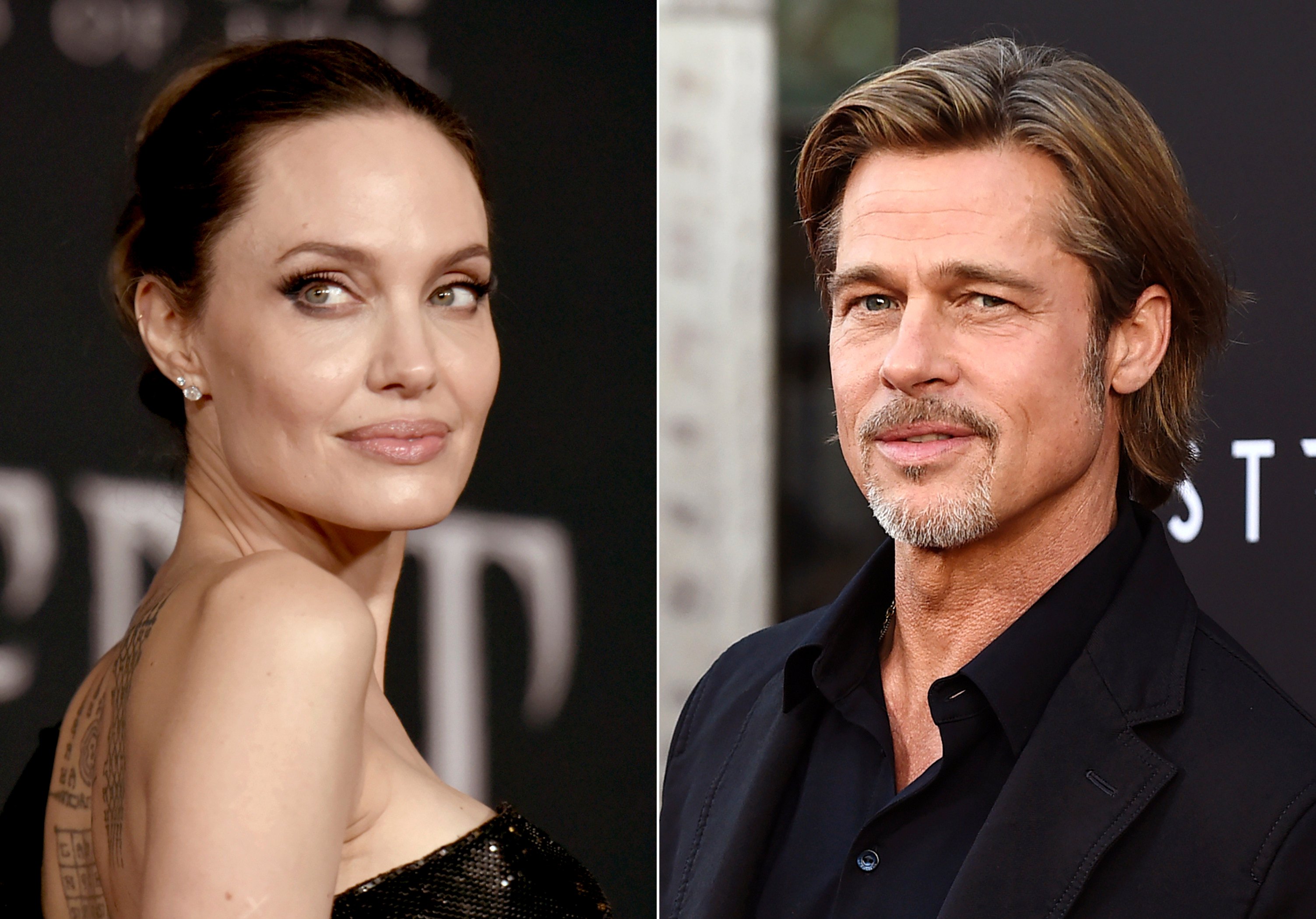 A new court filing from Angelina Jolie alleges that on a 2016 flight, Brad Pitt grabbed her by the head and shook her then choked one of their children and struck another when they tried to defend her. Photos: AP 