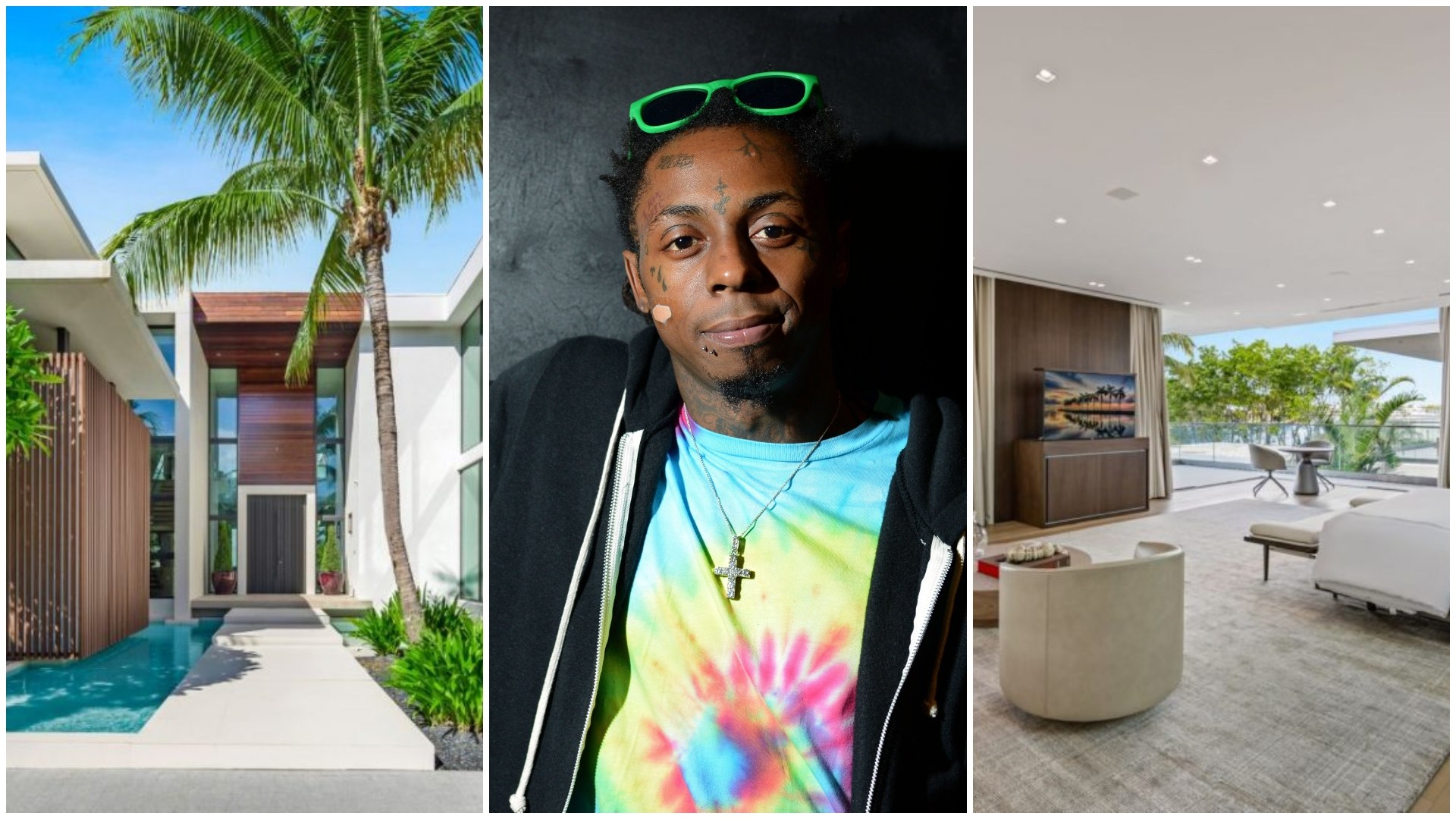 Lil Wayne and his Miami beach home, yours for a pretty penny. Photos: Wire; realtor.com