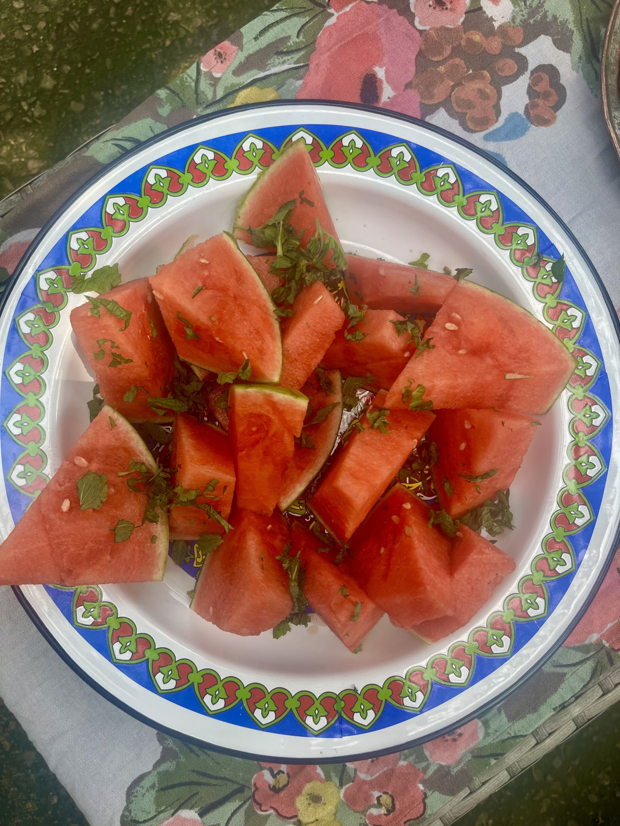 Ayelet Idan welcomes guests to her class with a plate of watermelon sprinkled with mint. Photo: Kylie Knott