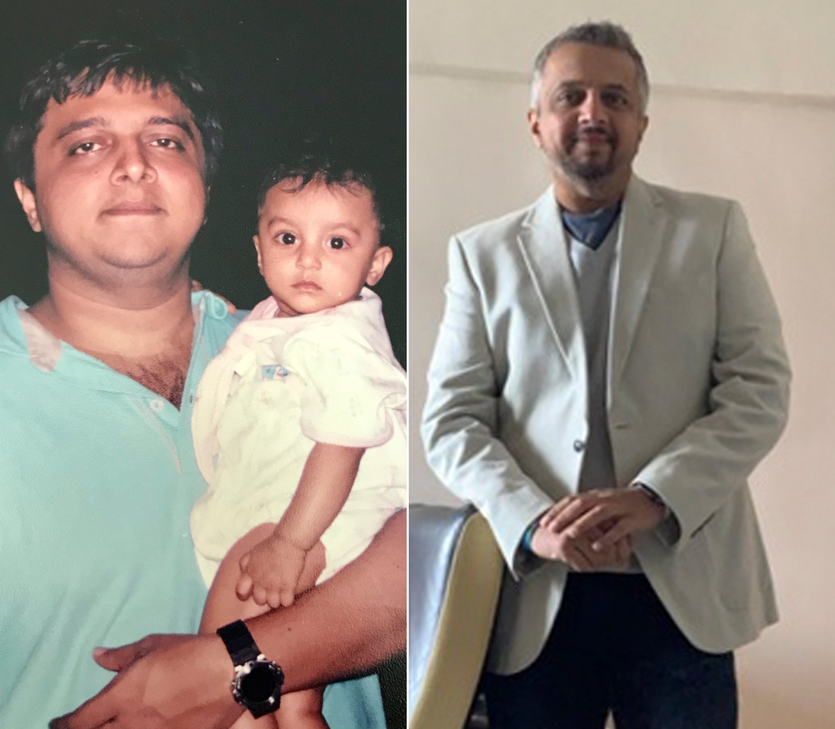 Hong Kong-based businessman Darshan Parekh before he lost weight  (above left) and after he took up running and lost 22kg (above right). Photo: Darshan Parekh