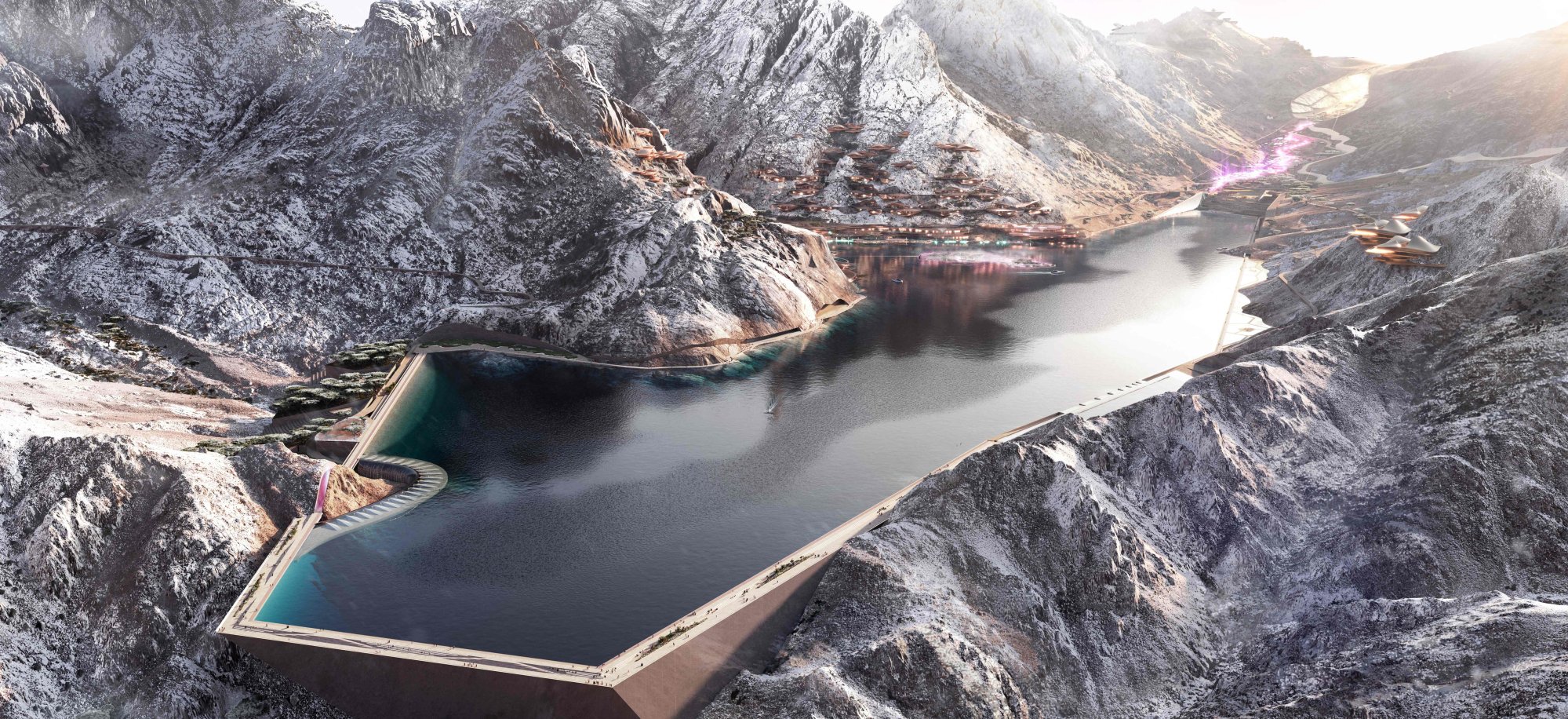 A handout picture provided by Neom shows a view of the design plan for Trojena, an area in Saudi Arabia’s planned megacity chosen to host the 2029 Asian Winter Games. Photo: AFP