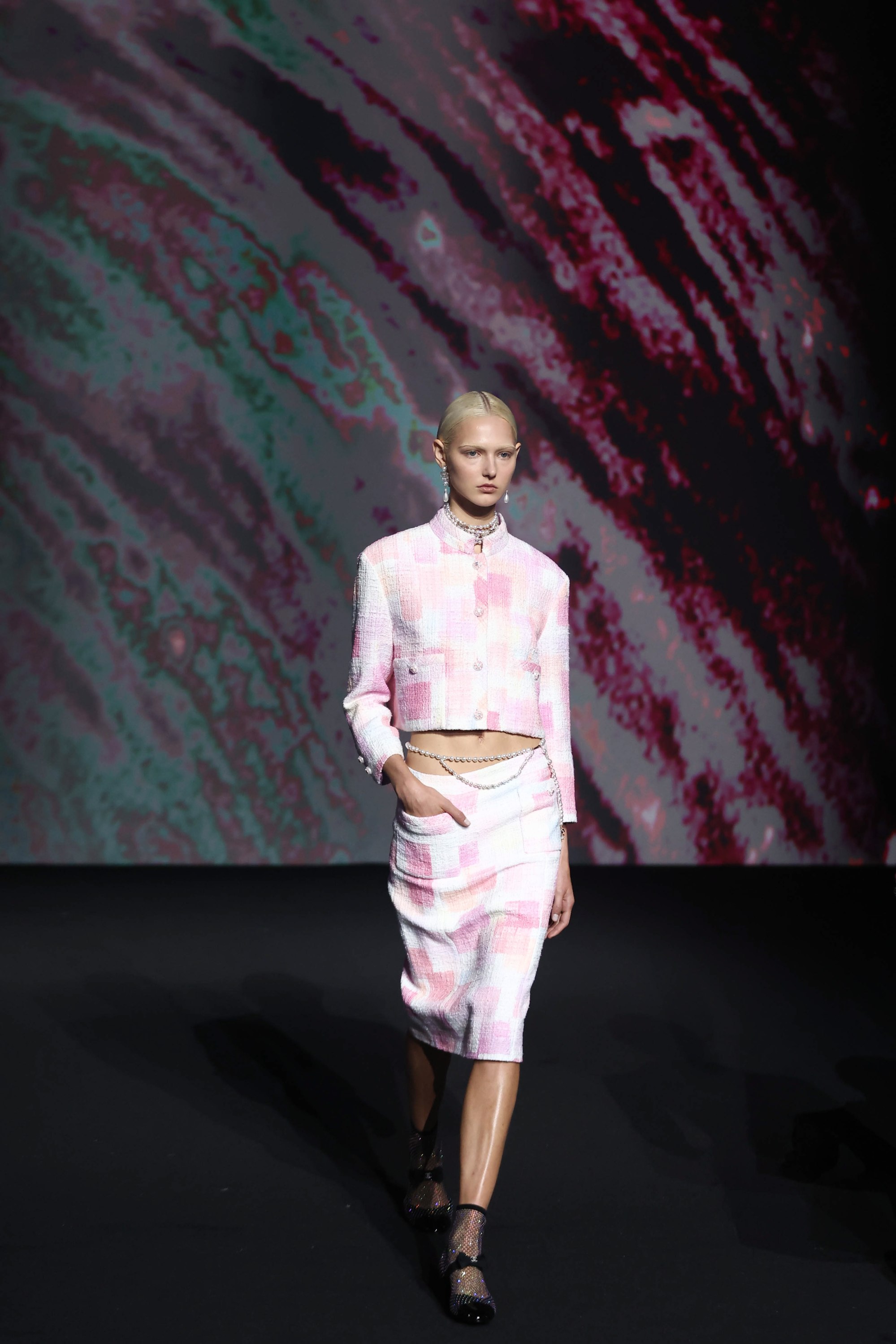 A creation from the womenswear spring/summer 2023 collection by French designer Virginie Viard for the Chanel fashion house during the Paris Fashion Week on October 4. Photo: EPA-EFE