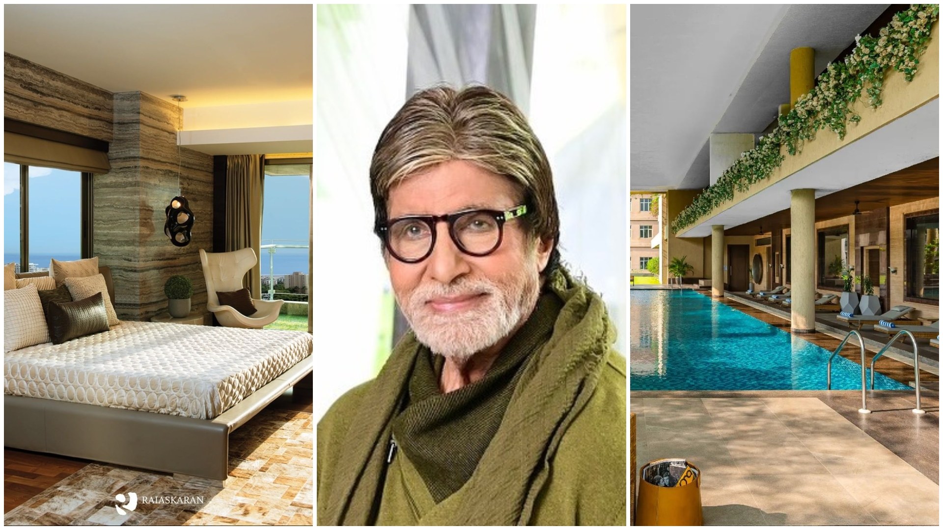 Amitabh Bachchan and his new sea-facing apartment, on the 31st floor of Parthenon, a building in Mumbai’s Four Bungalows area, constructed by prominent city-based luxury-apartment developer Raiaskaran. Photos: @amitabhbachchan, @raiaskaran/Instagram
