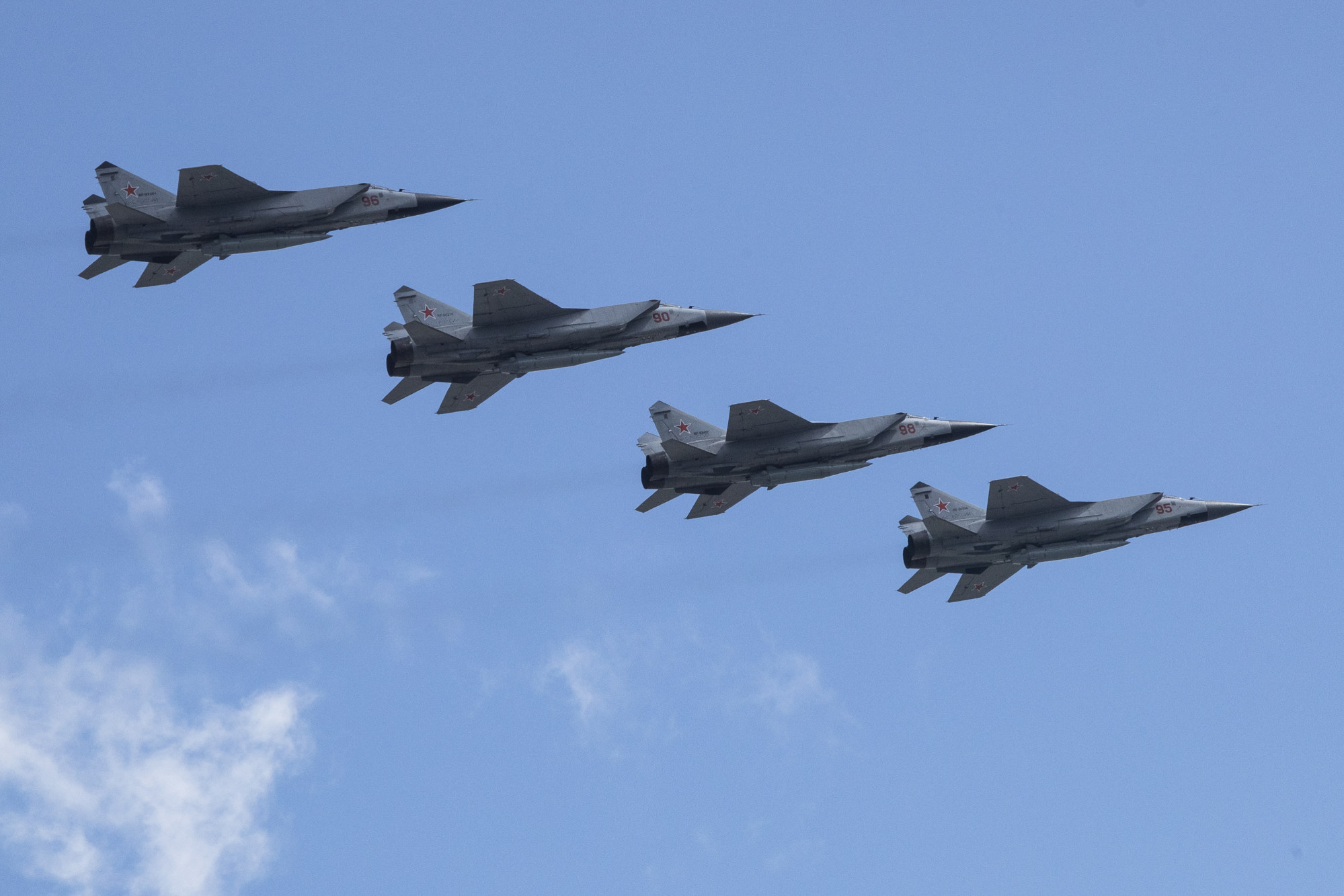Russian jets carrying Kh-47M2 Kinzhal nuclear-capable ballistic missiles. File photo: AP