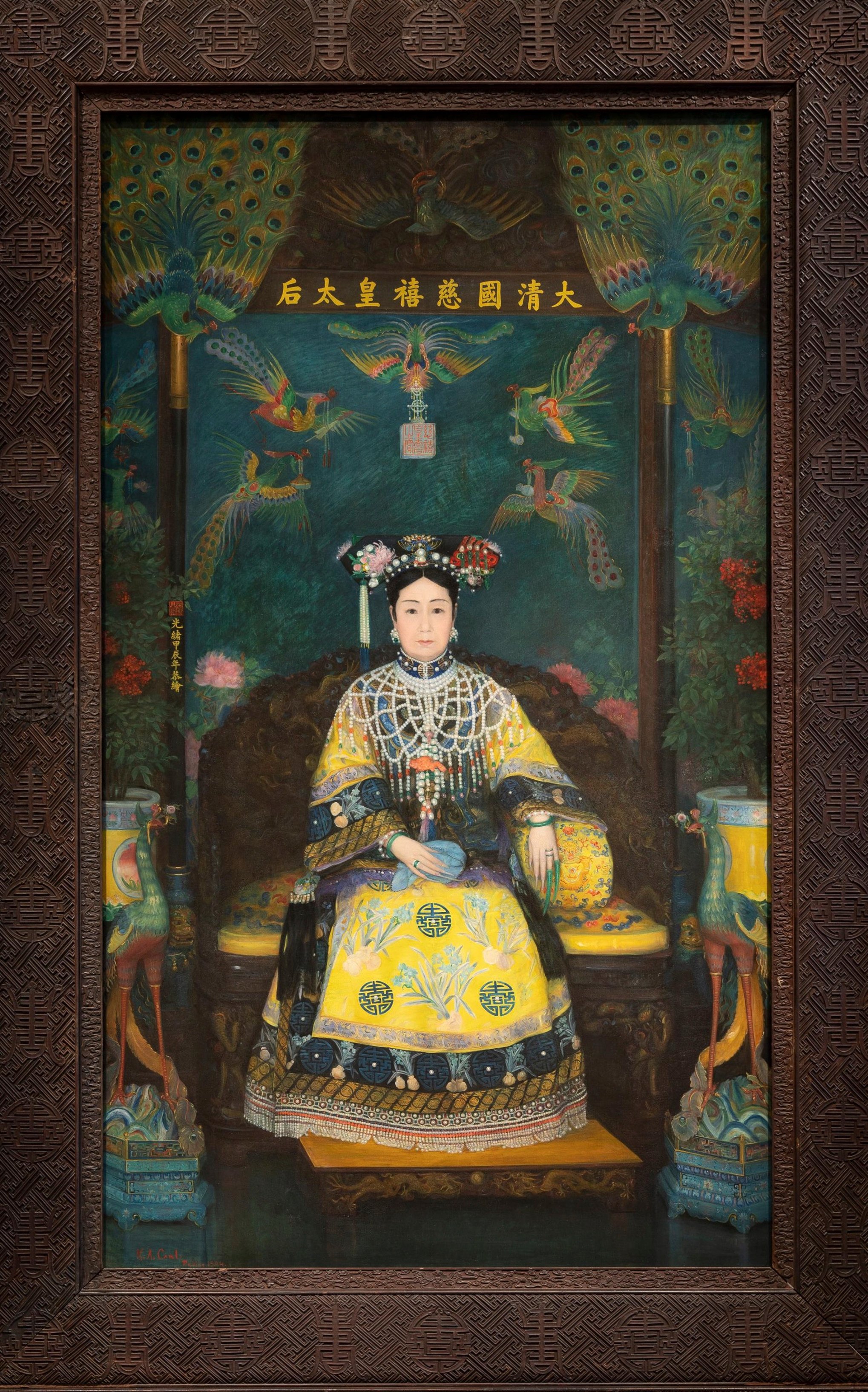 The portrait of Empress Dowager Cixi in its camphor wood frame painted by American artist Katharine Carl in Beijing in 1903. Photo: Katharine Carl/Smithsonian Institution