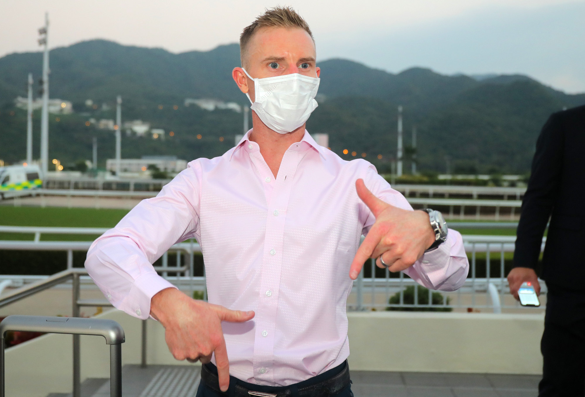 Zac Purton celebrates his Sha Tin seven-timer.