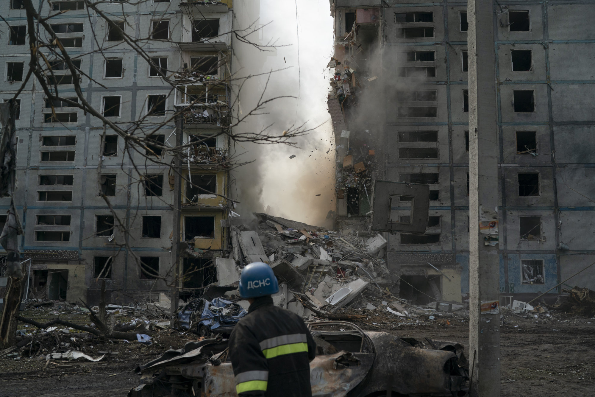 A residential building that was heavily damaged after a Russian attack in Zaporizhzhia, Ukraine. Photo: AP