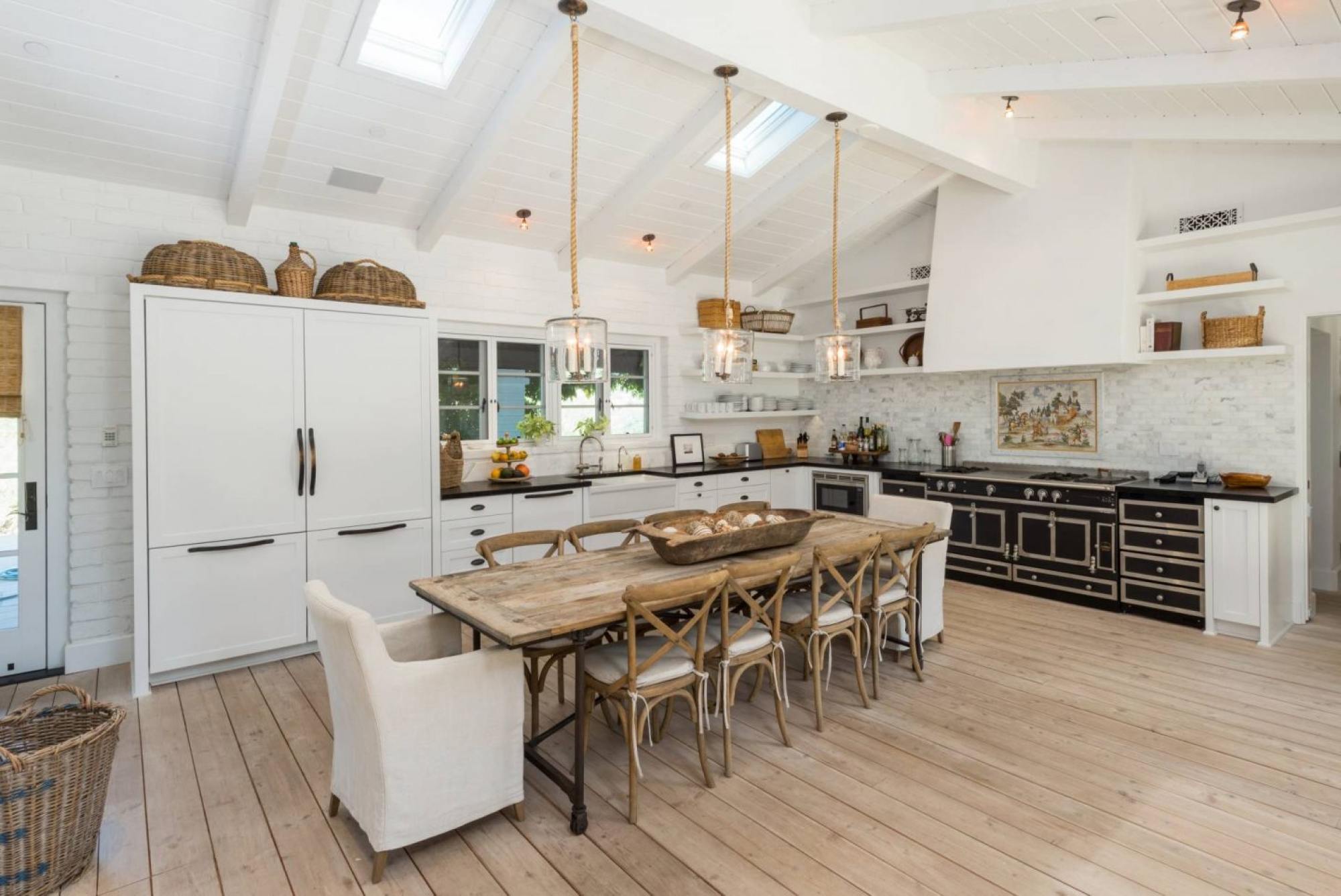 The generous kitchen in Sandra Bullock’s compound in San Diego has soapstone tops and state-of-the-art appliances. Photo: ZenHouse Collective