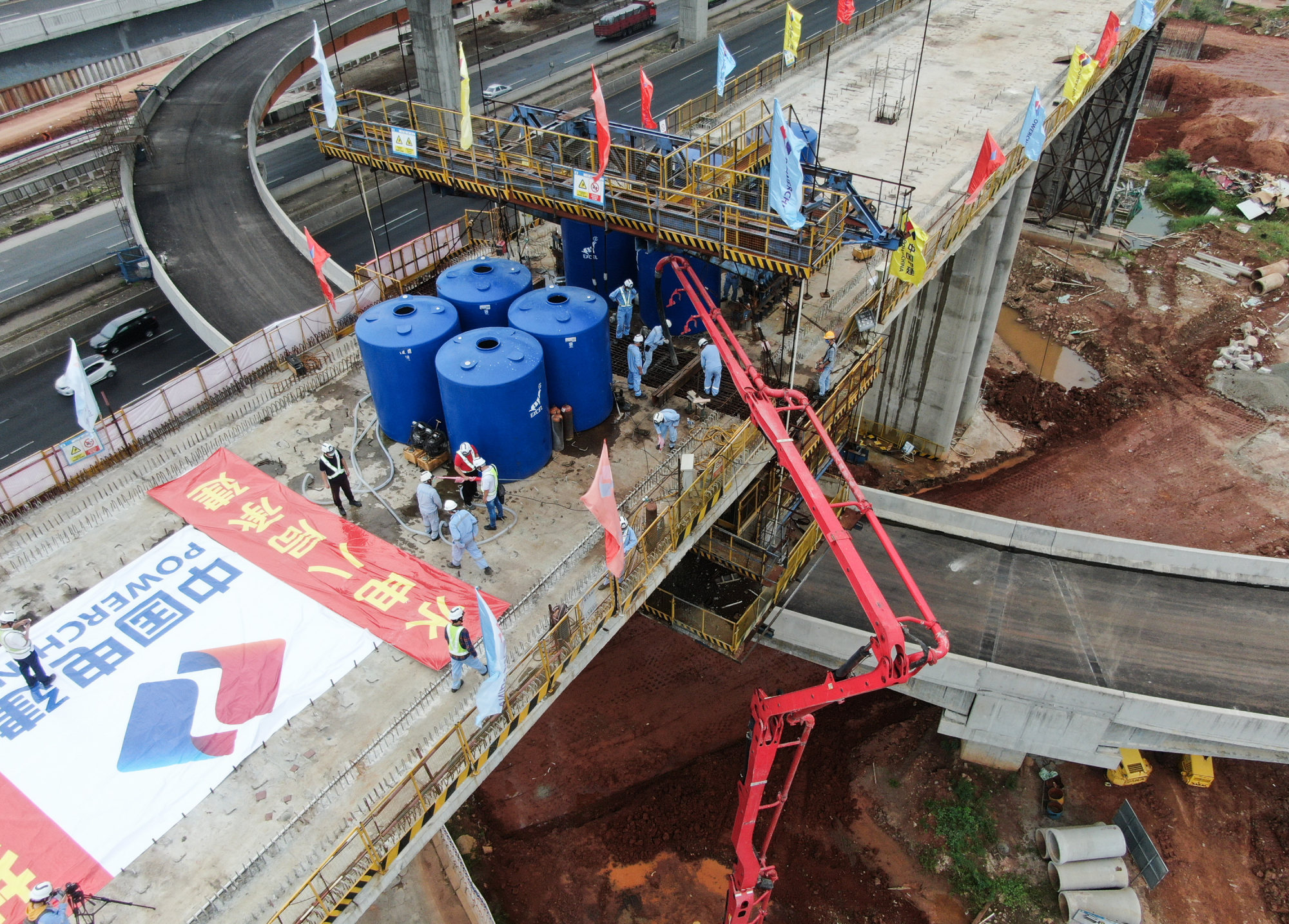The construction site of the first multi-span rigid frame continuous beam for a bridge of the Jakarta-Bandung High Speed Railway in Indonesia in June 2020. Photo: Xinhua