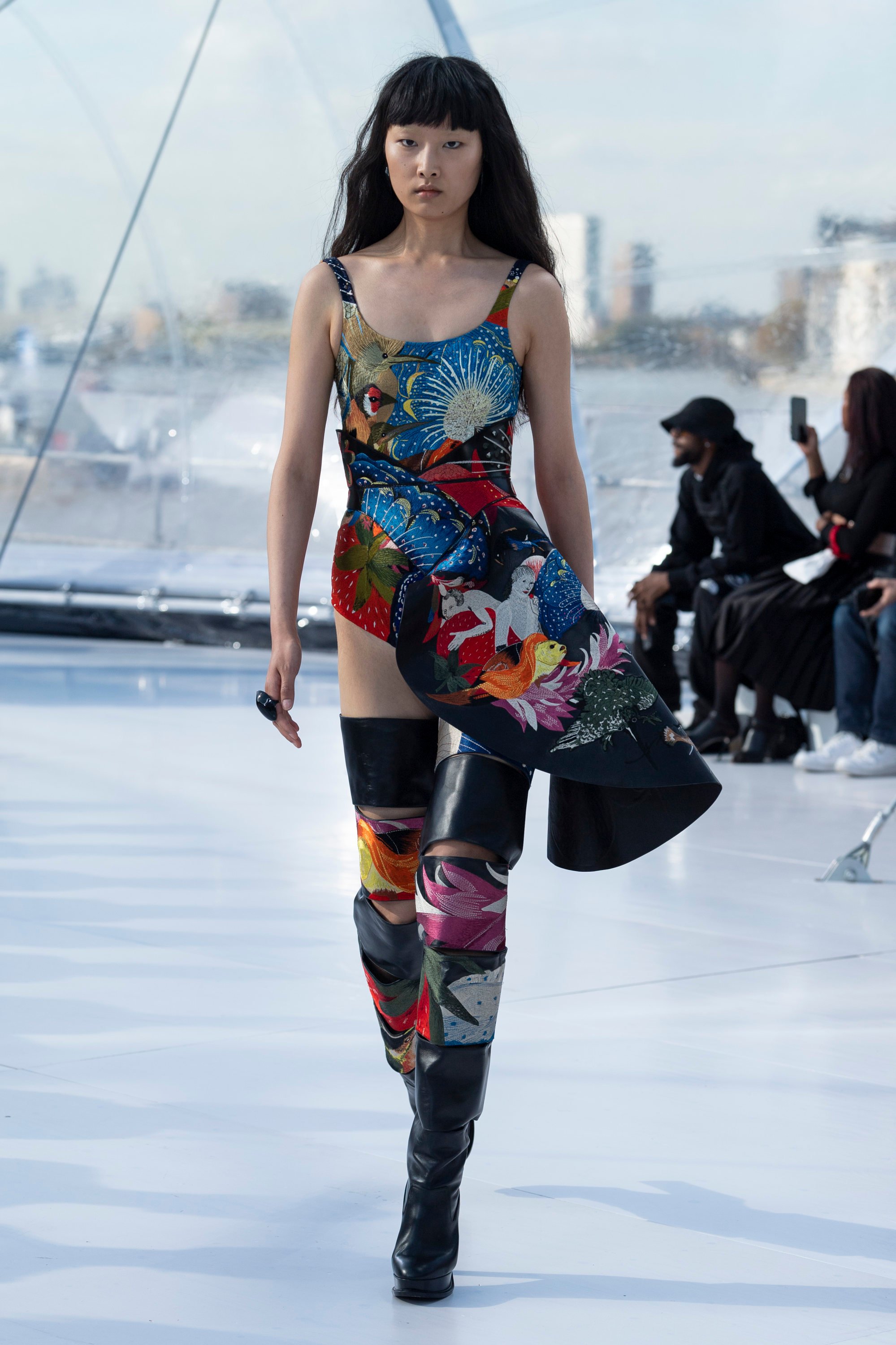 A model walks the runway during the Alexander McQueen Menswear Spring/Summer  2019 fashion show as