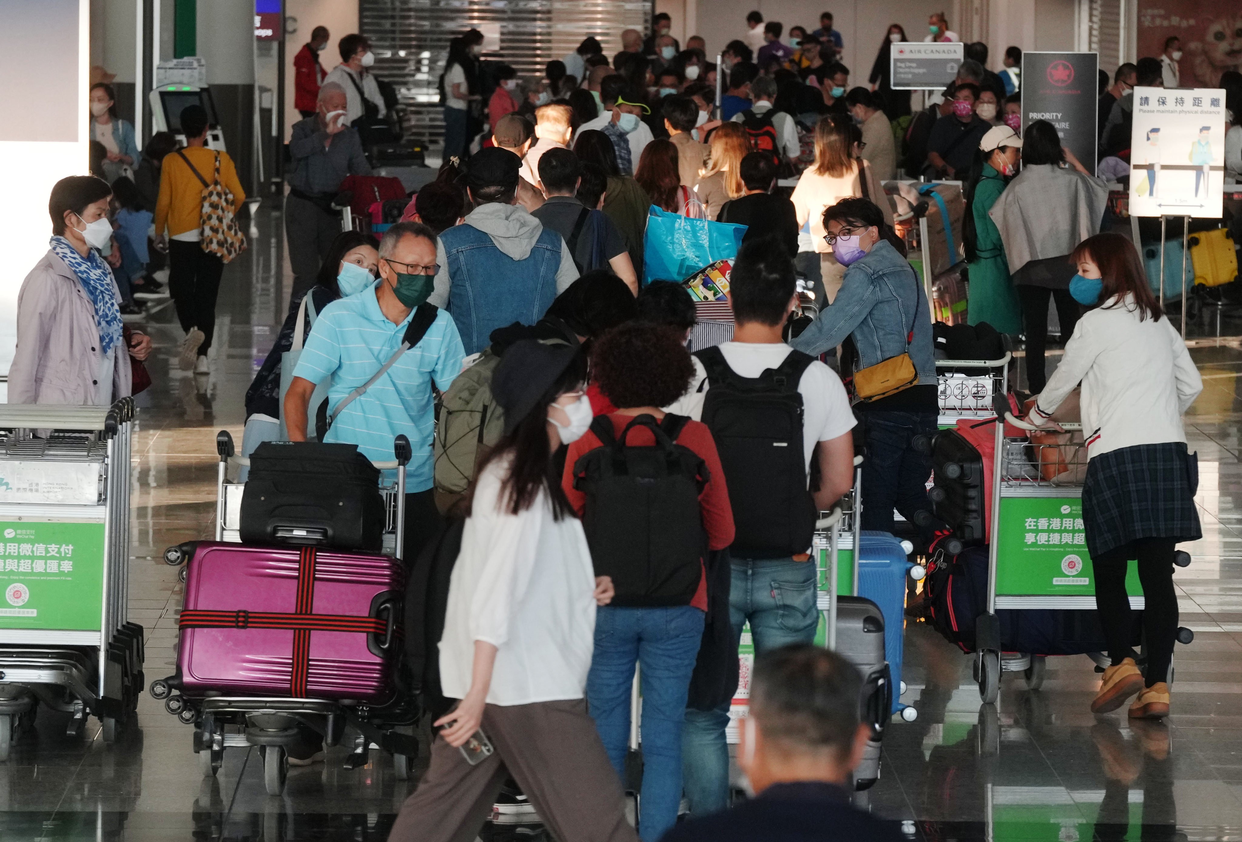 Departure hall crowds at Hong Kong’s airport, as residents closed off from the world for nearly three years seek to satisfy their travel lust.  Photo: Sam Tsang