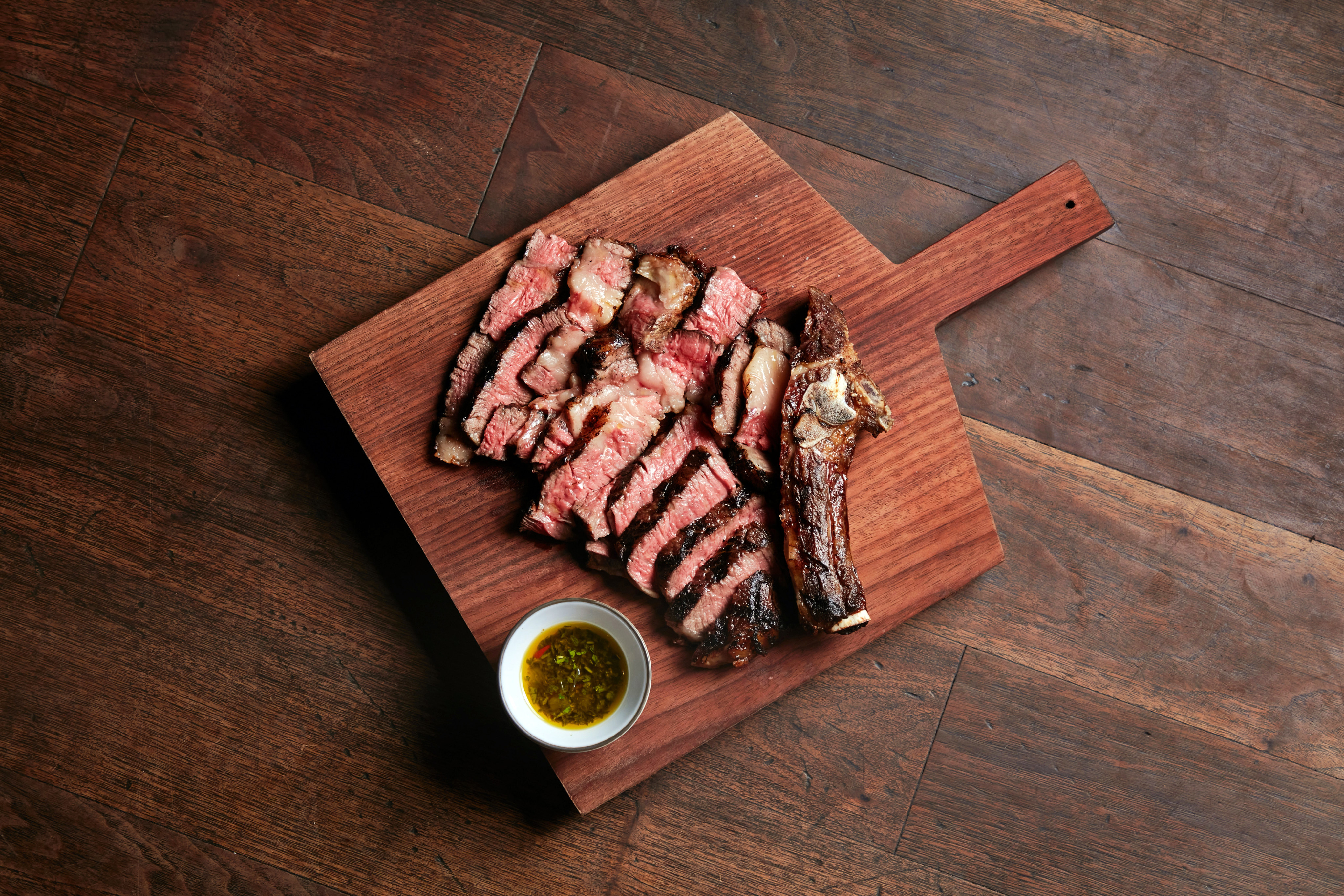 Grilled M5 Australian Wagyu rib eye steak at Ramato. Photo: Handout