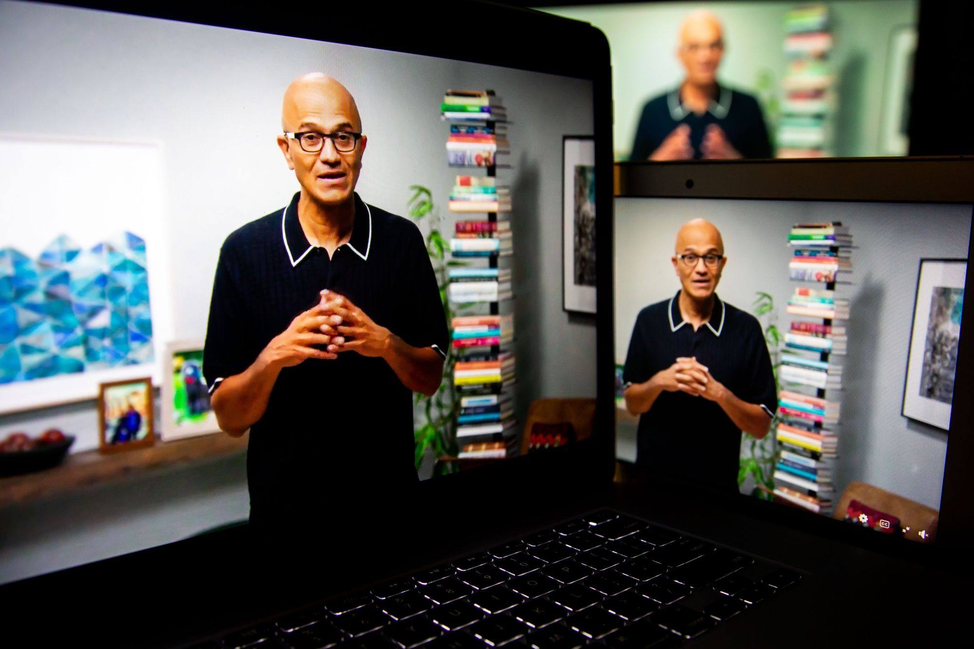 Satya Nadella, chairman and chief executive of Microsoft Corp, speaks during the virtual Meta Connect event in New York on October 11, 2022. Photo: Bloomberg
