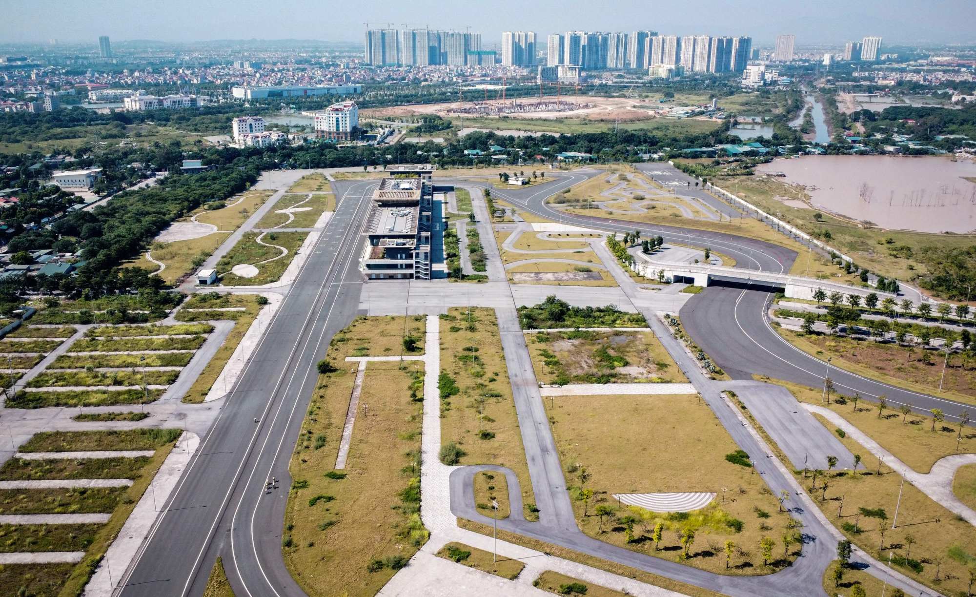 This aerial photograph shows the abandoned Formula One race track in Hanoi. Photo: AFP