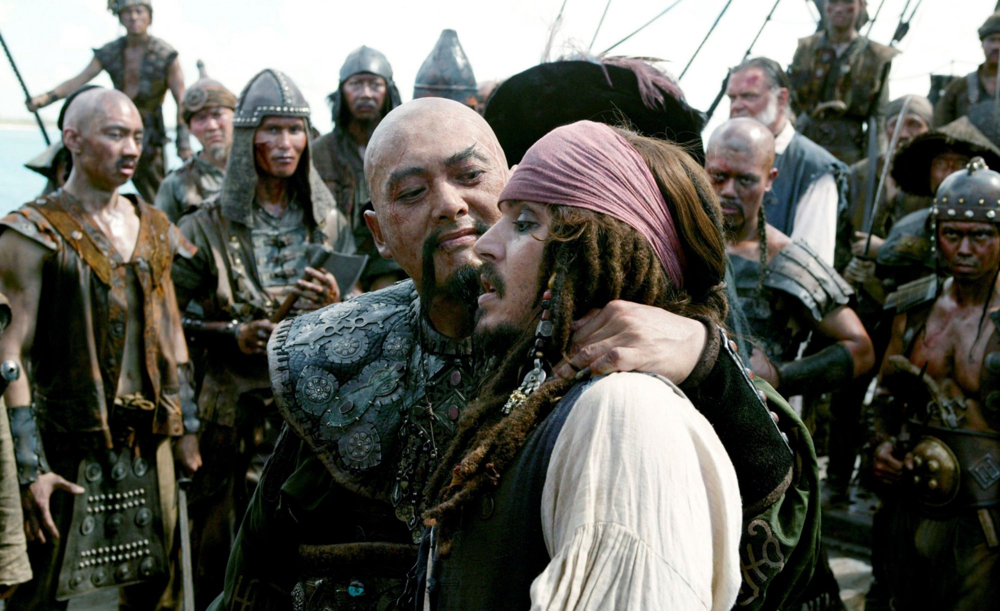 Chow (left) and Johnny Depp in a still from Pirates of the Caribbean: At World’s End (2007).