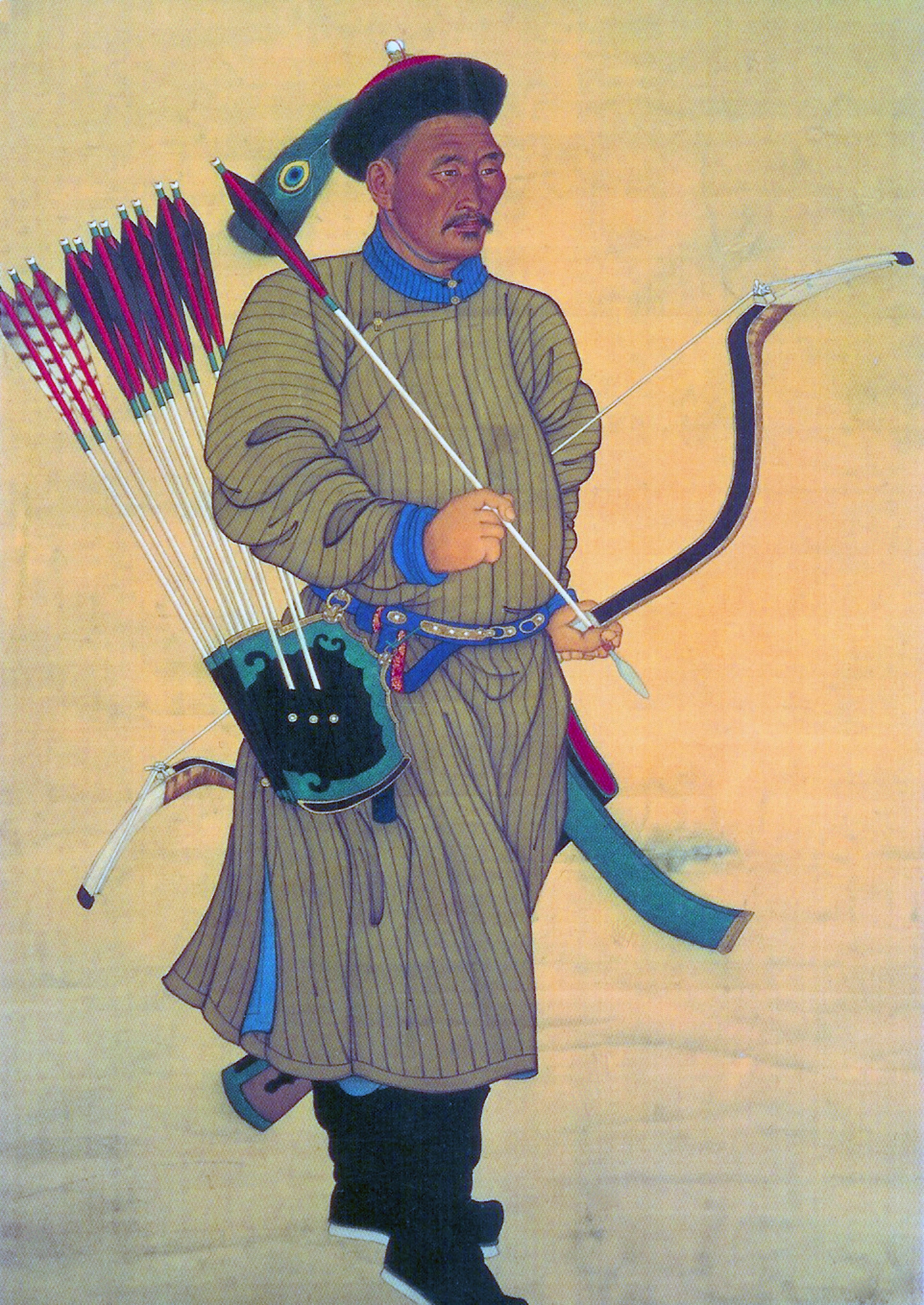 Qing Imperial court portraits of senior Manchu military officers, known as Bannermen, mid-18th century. From the time China was brought under the rule of the Qing dynasty (1644 - 1683), the banner soldiers became more professional and bureaucratised. Once the Manchus took over governing, they could no longer satisfy the material needs of soldiers by garnishing and distributing booty; instead, a salary system was instituted, ranks standardised, and the Bannermen became a sort of hereditary military caste, though with a strong ethnic inflection. Banner soldiers took up permanent positions, either as defenders of the capital, Beijing, where roughly half of them lived with their families, or in the provinces, where 18 garrisons were established. The largest banner garrisons throughout most of the Qing dynasty were at Beijing, followed by Xi’an and Hangzhou. Sizable banner populations were also placed in Manchuria and at strategic points along the Great Wall, the Yangtze River and Grand…