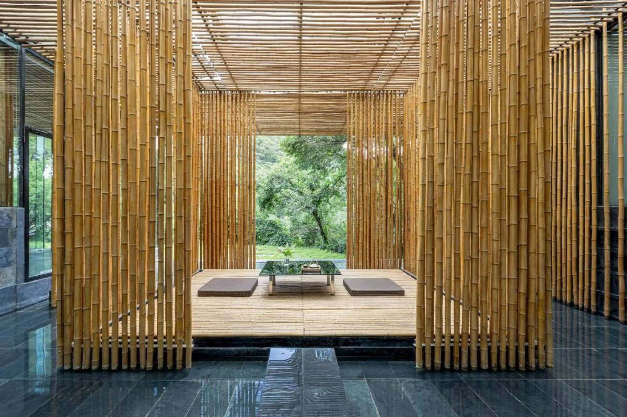 The Bamboo Wall House at Commune by the Great Wall designed by Japanese architect Kengo Kuma. Photo: Handout