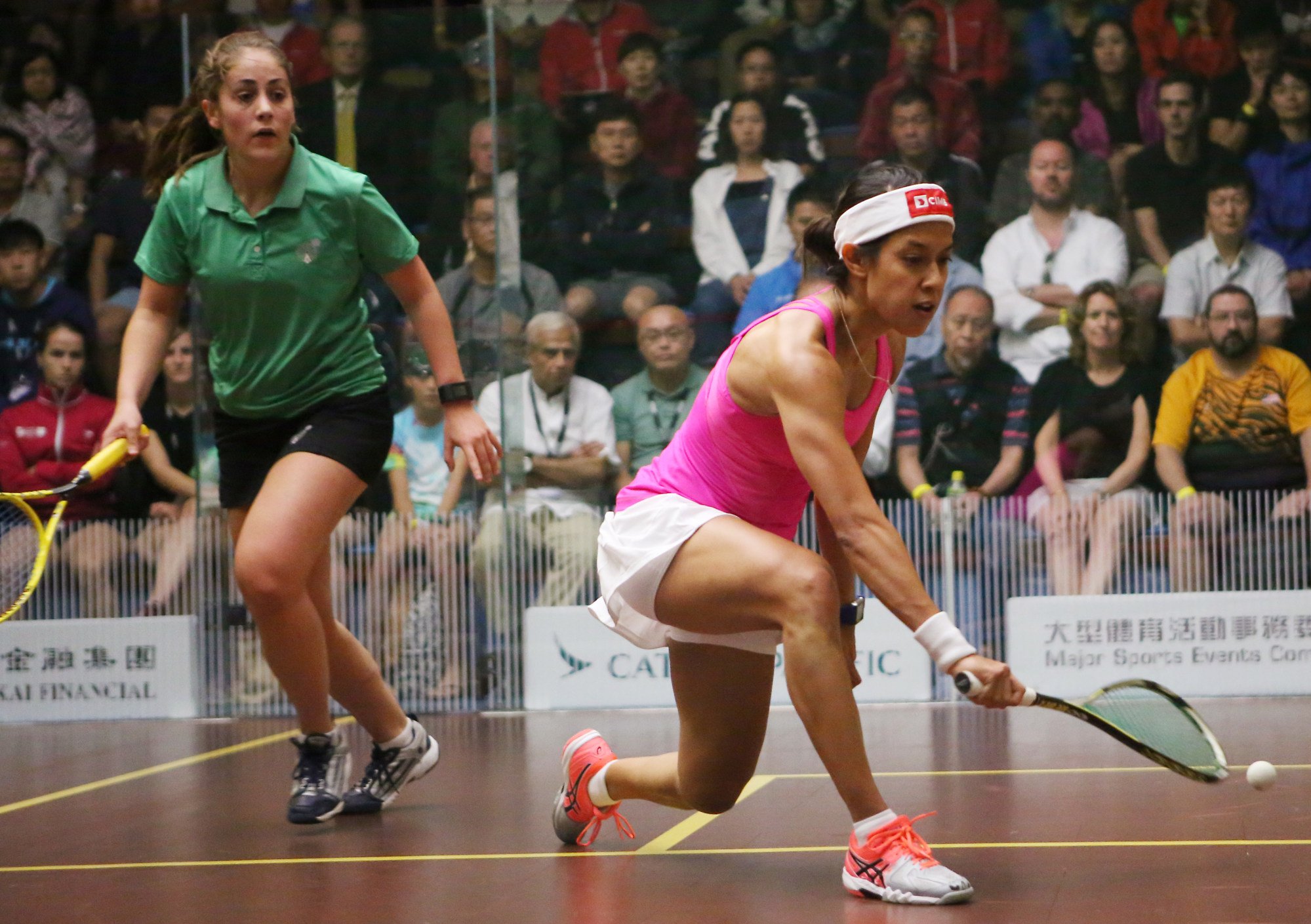 Retired Nicol David (right) has won the women’s title at the Hong Kong Open for a record 10 times. Photo: Edward Wong