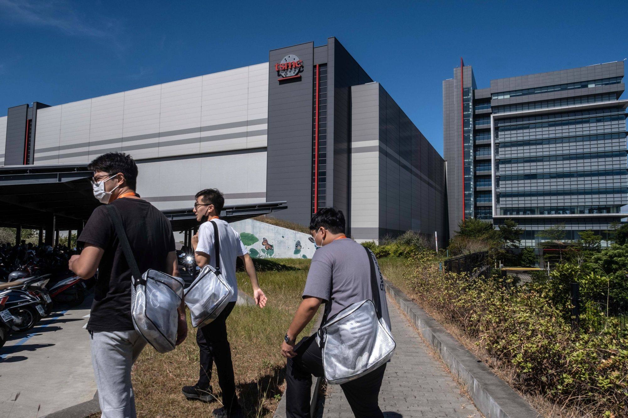 The Taiwan Semiconductor Manufacturing Co’s headquarters in Hsinchu on October 12, 2022. Taiwan’s flagship semiconductor industry will not need to be destroyed in a Chinese invasion, the island’s security chief said. Photo: Bloomberg