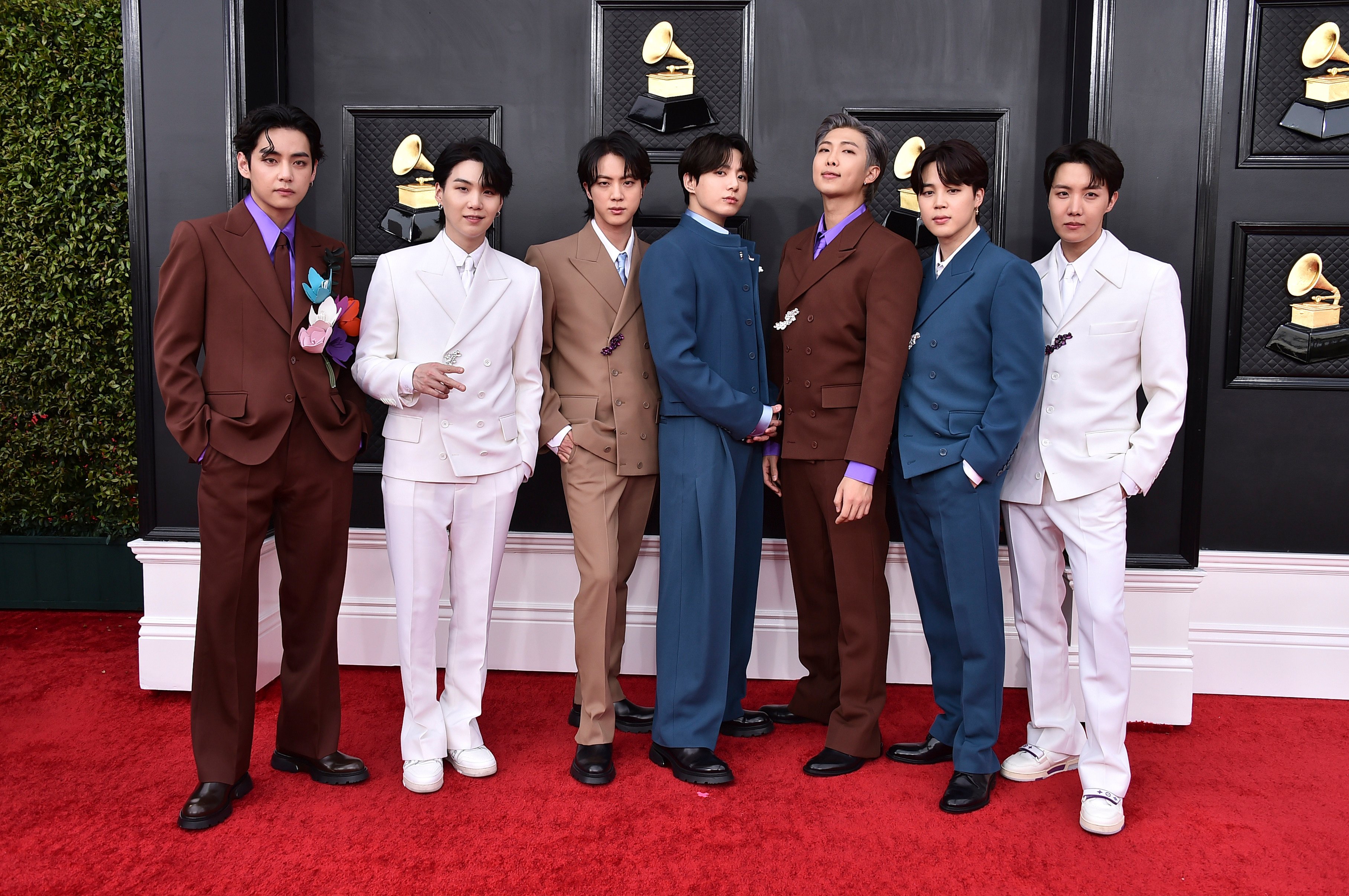 BTS at the 64th Annual Grammy Awards in Las Vegas on April 3, 2022. Photo: Jordan Strauss/Invision/AP