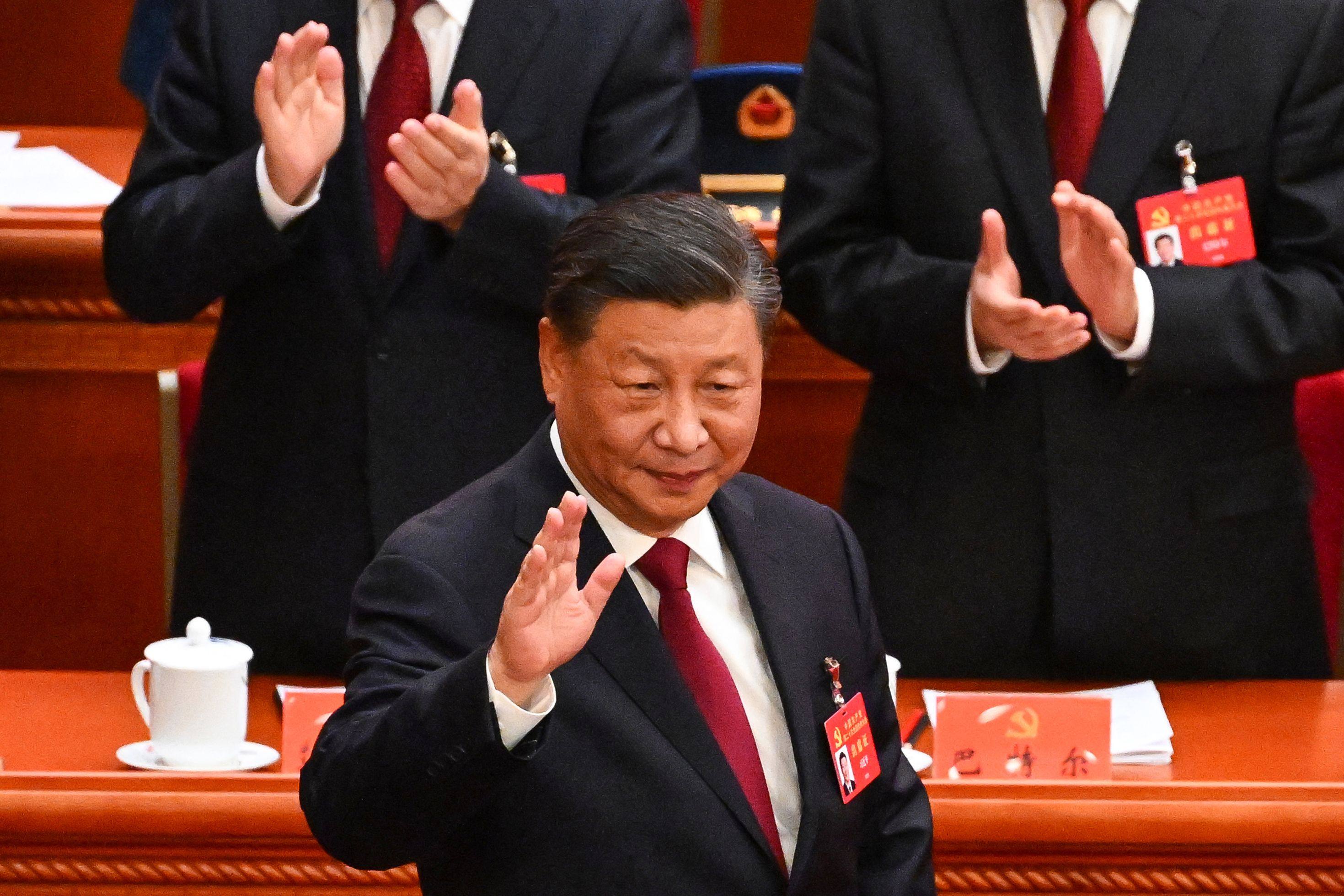 Chinese President Xi Jinping arrives for the opening session of the 20th Communist Party congress at the Great Hall of the People in Beijing on Sunday. Photo: AFP