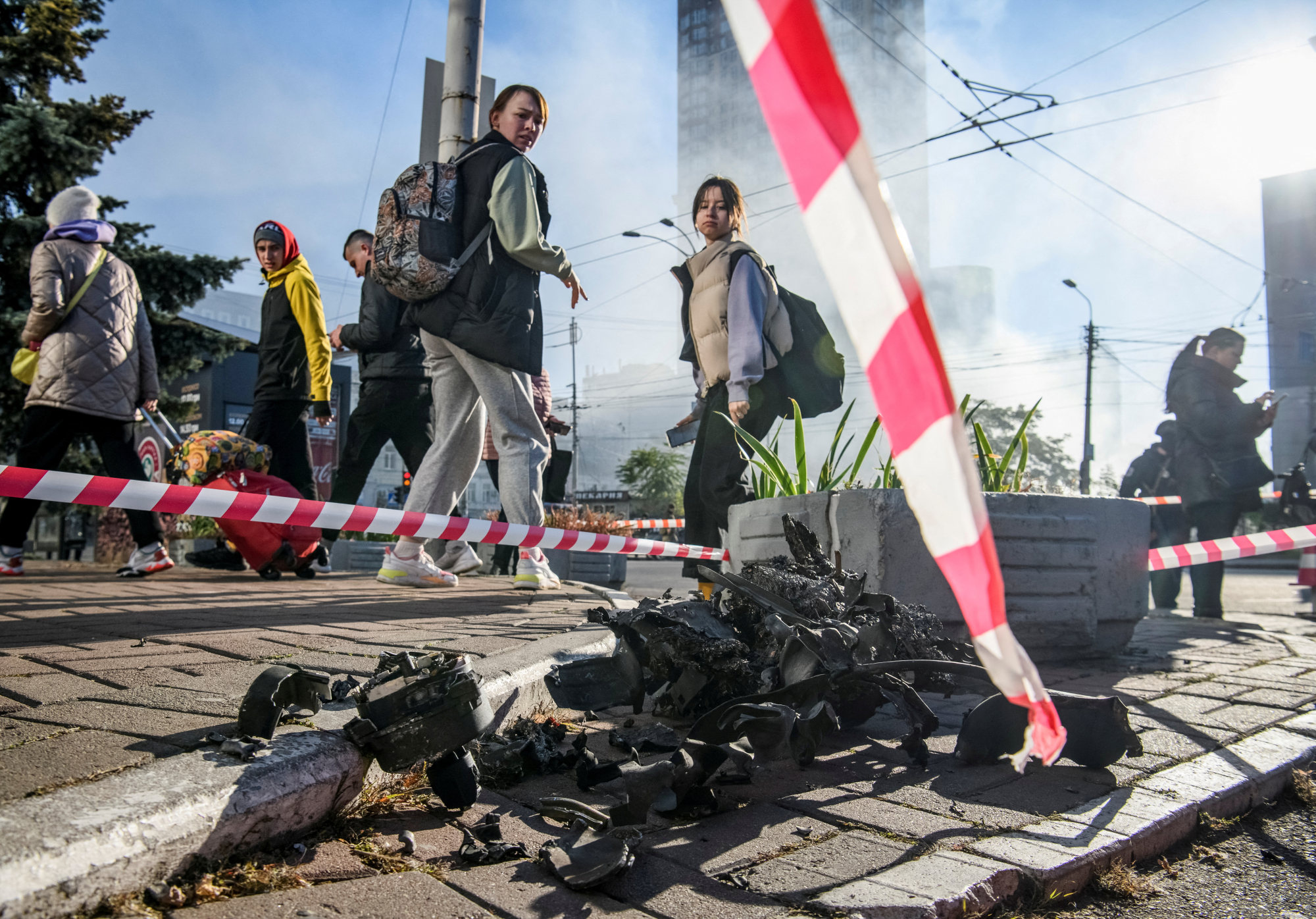 Parts of an unmanned aerial vehicle (UAV), what Ukrainian authorities consider to be an Iranian-made drone Shahed-136, after Russian strike in Kyiv. Photo: Reuters