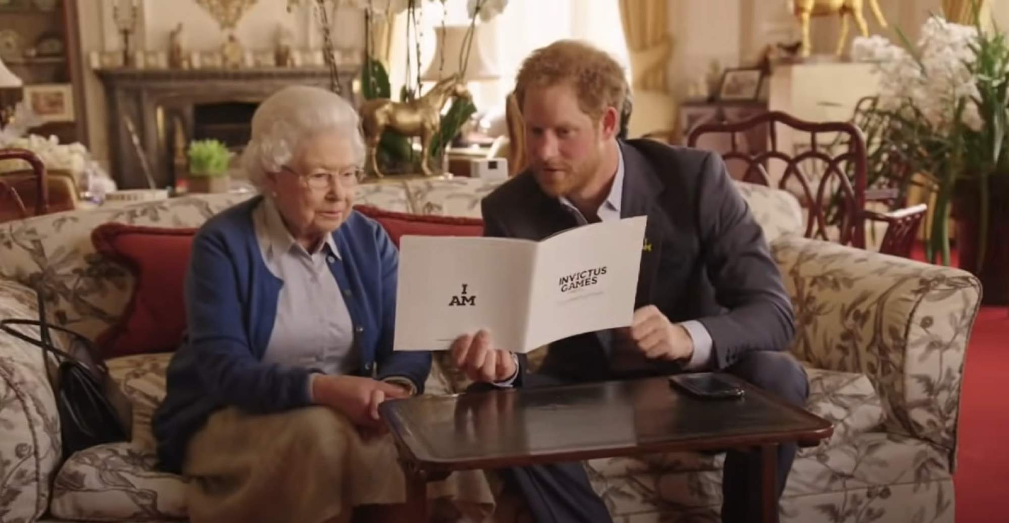 Queen Elizabeth and Prince Harry in a video promoting the Invictus Games in 2016. Photo: YouTube