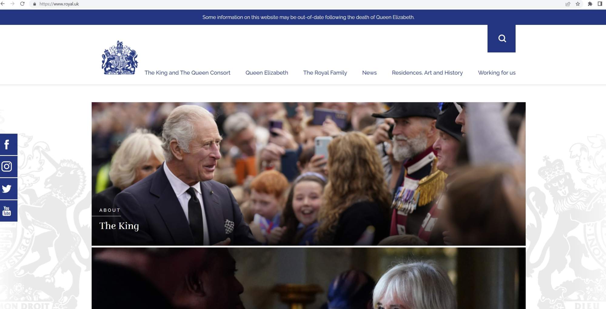 Prince Charles pictured greeting the British public on the royal family website. Photo: Royal family website