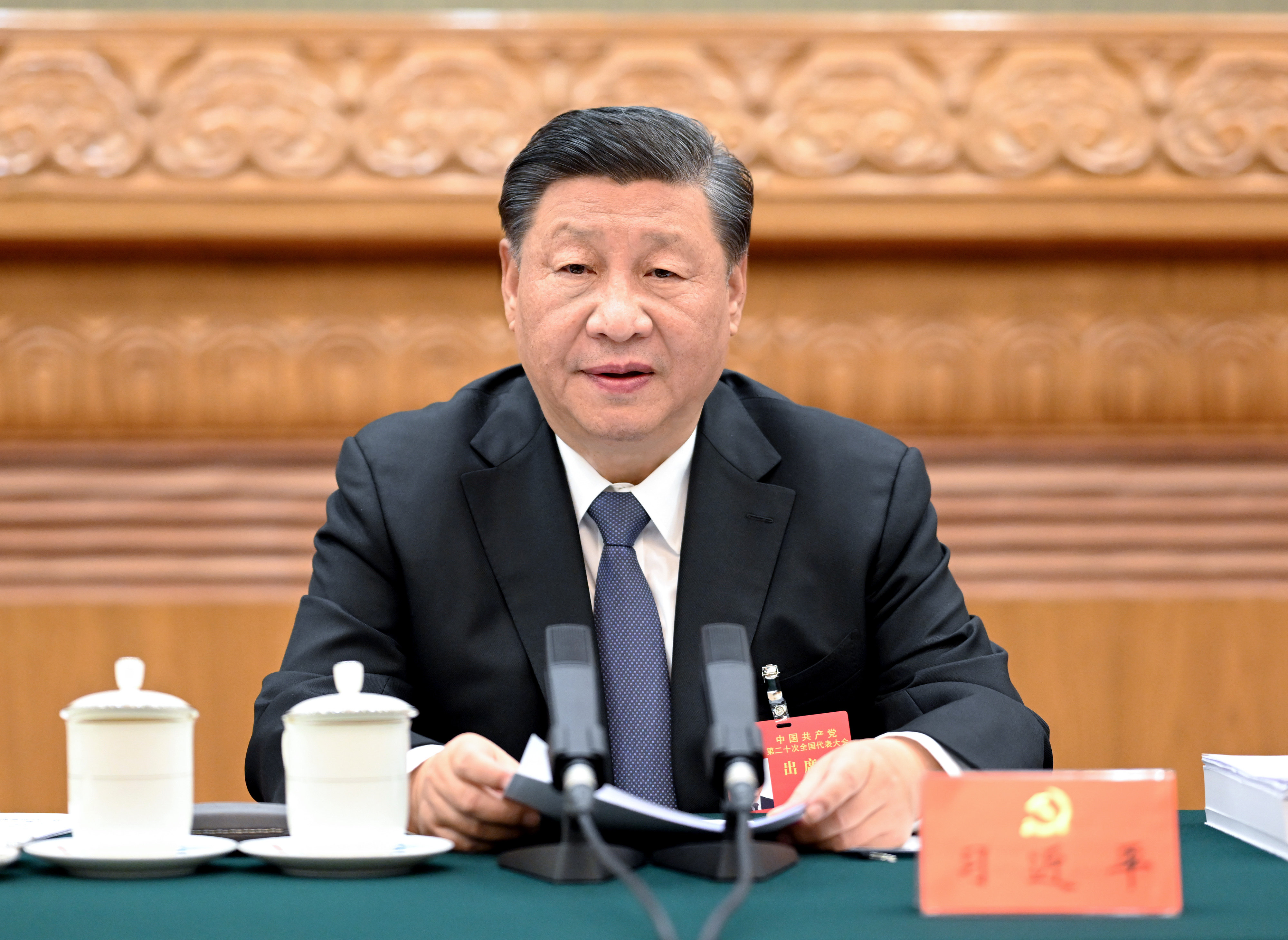 Xi Jinping presides over the second meeting of the presidium of the 20th National Congress of the Communist Party of China (CPC) in Beijing on Tuesday. Photo: Xinhua