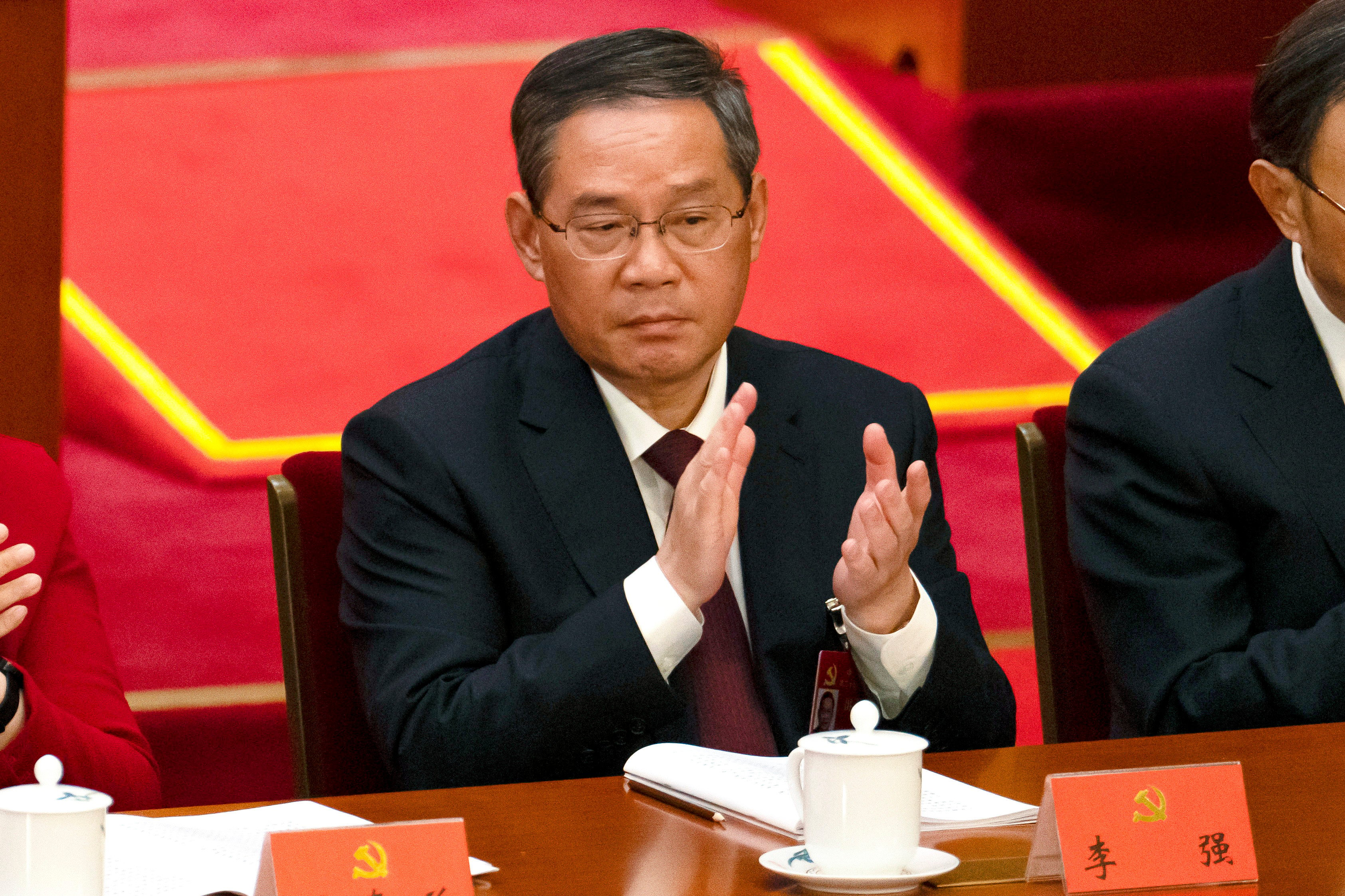 Li Qiang, the Communist Party secretary for Shanghai, at the opening ceremony of the national congress in Beijing on Sunday. Photo: AP